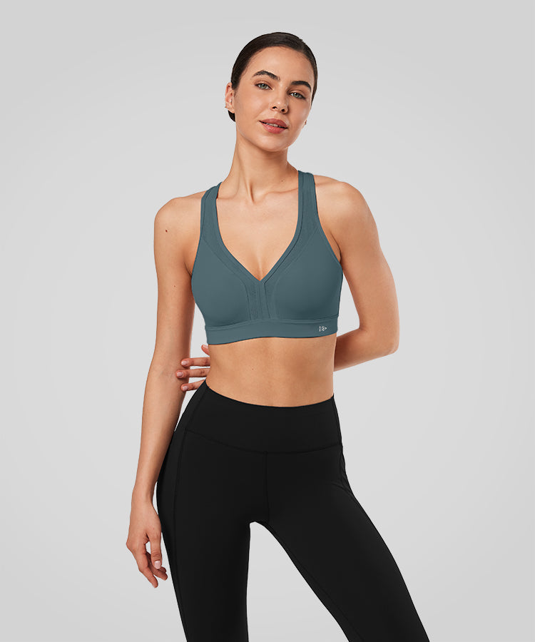 Padded V-Neck Thick Strap Knitted Sports Bra