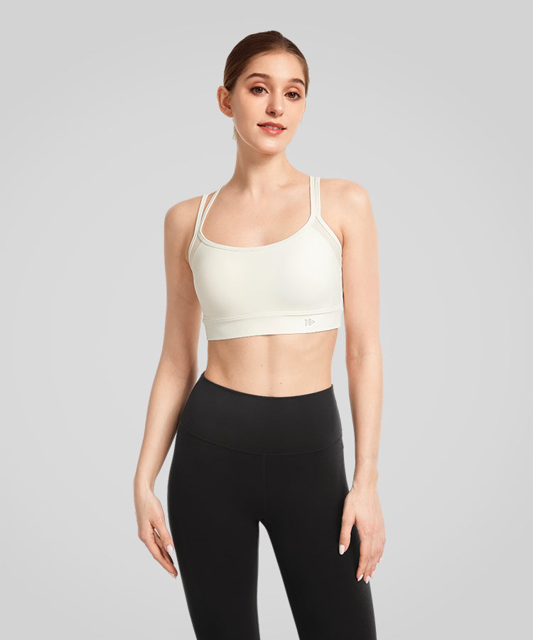 Anywhere Yoga-BH aus transparentem Mesh mit Doppelträgern | Leicht stützender Sport-BH für Damen