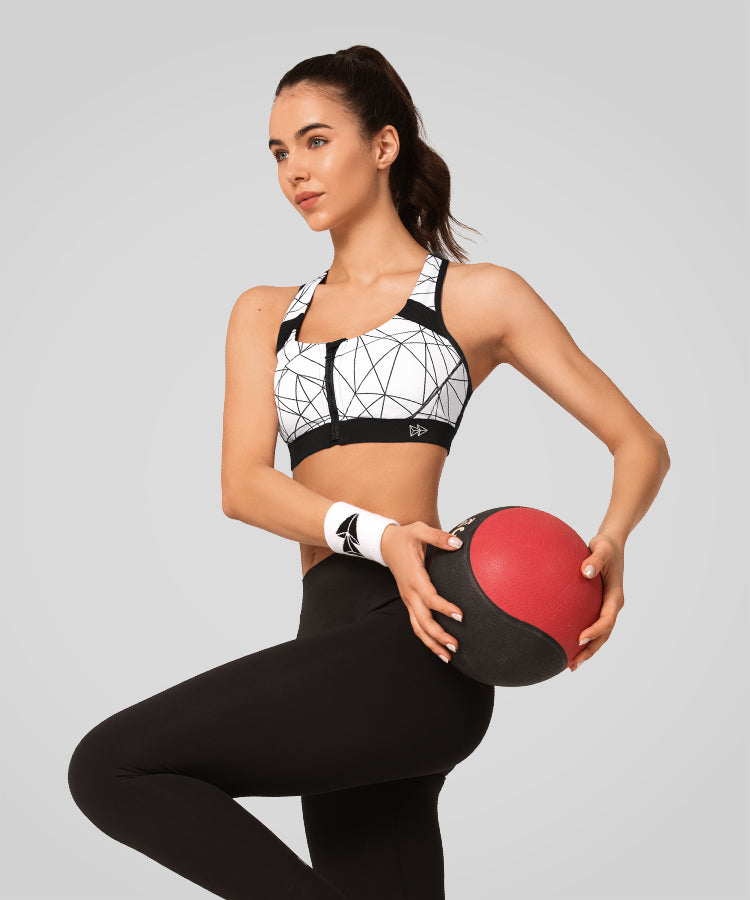 Enfold Zip Front Padded Running Bra | Women's High Support Sports Bra