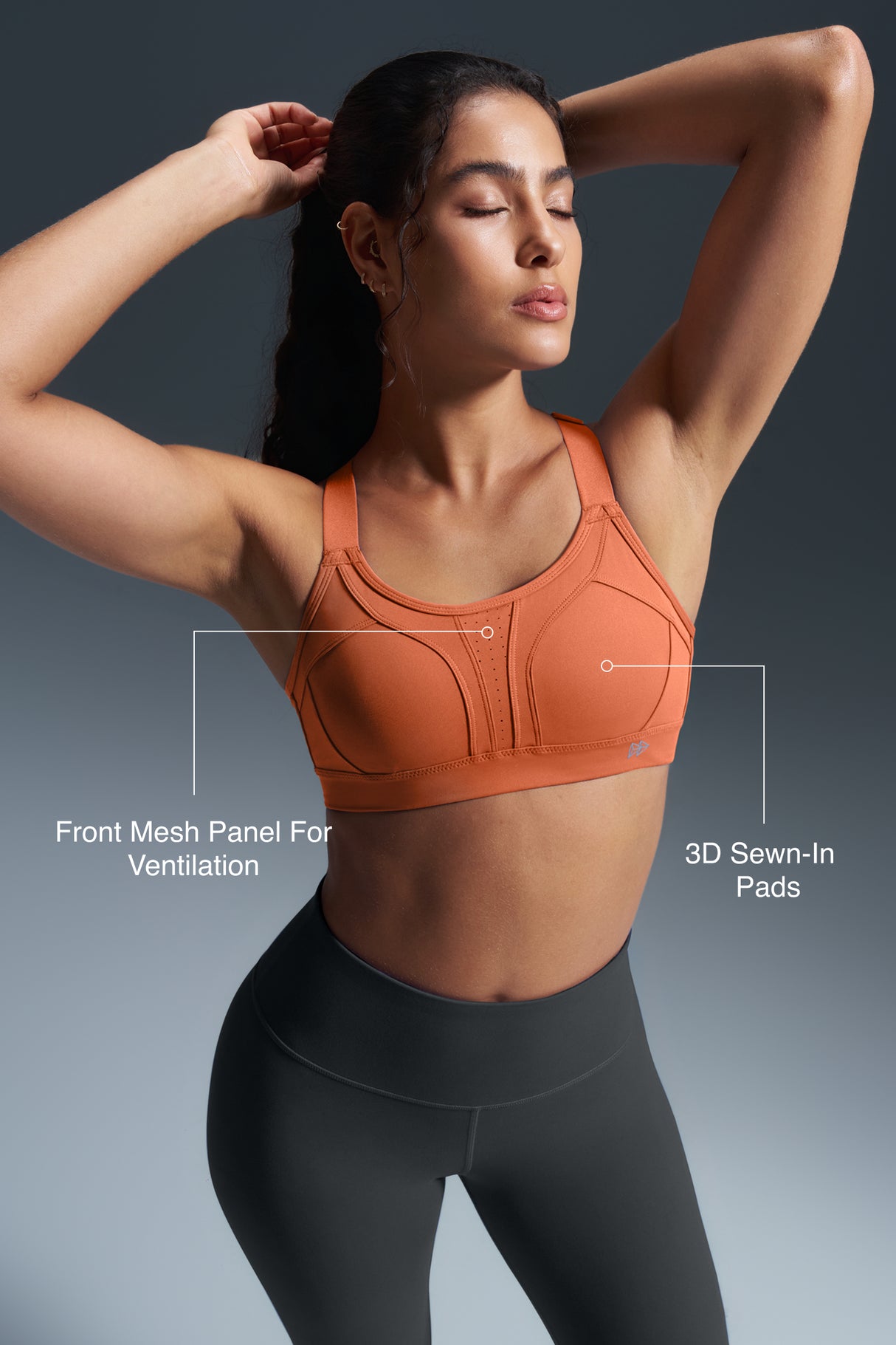 Power™ Adjustable Crisscross Padded Running Bra | Women's High Support Sports Bra