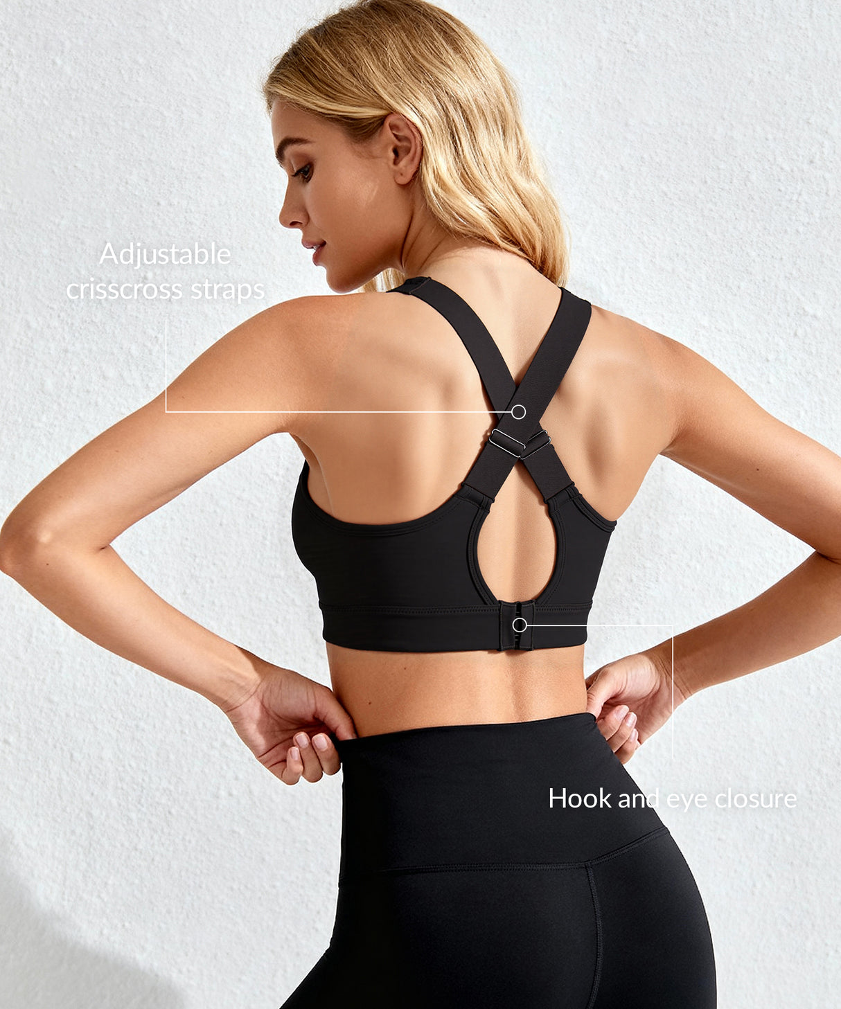 Löpar-BH med kraftfull V-ringning och vadderad rygg | Sport-BH med högt stöd för kvinnor