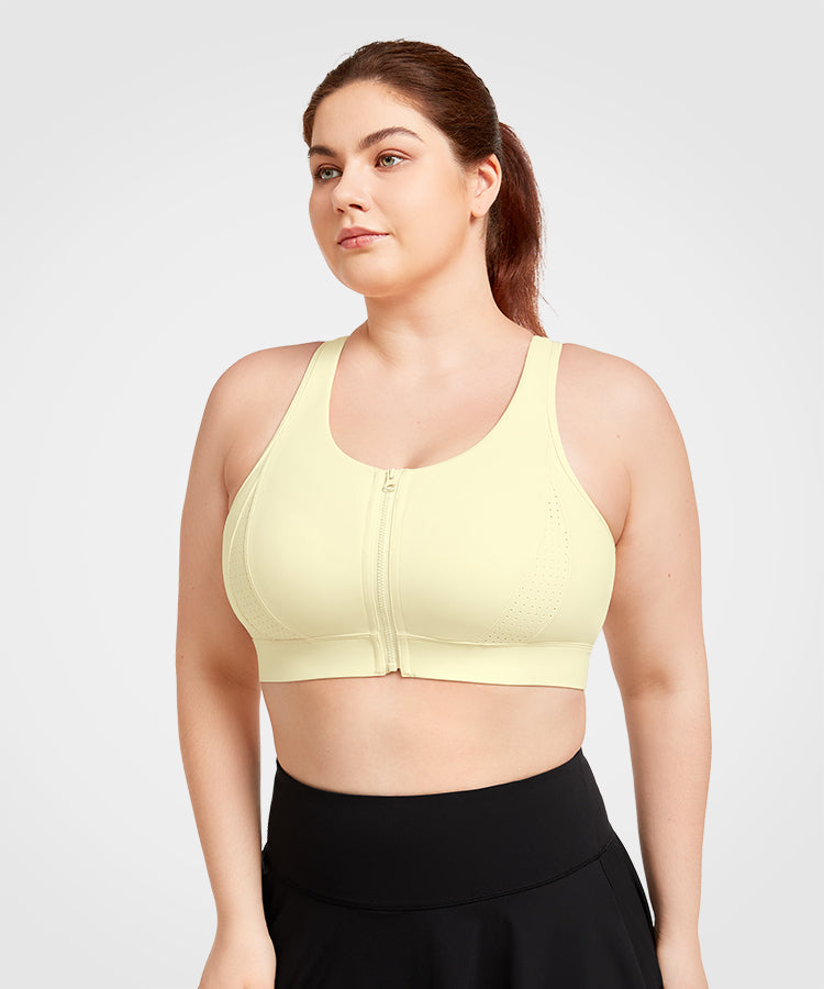 Echo Perforated Zip Front Padded Running Bra | Women's High Support Sports Bra Echo Perforated Zip Front Padded Running Bra | Women's High Support Sports Bra