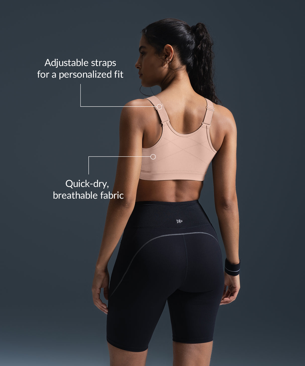 Reggiseno da corsa imbottito con spalline regolabili Power Zip | Reggiseno sportivo ad alto sostegno da donna