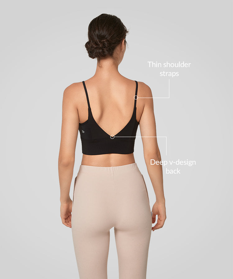 Echo V-Neck Ribbed Padded Yoga Bra | Women's Light Support Sports Bra