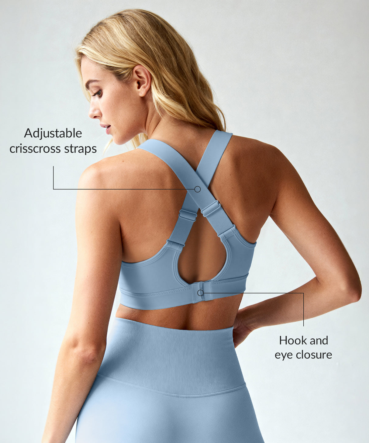 Reggiseno da corsa imbottito con scollo a V e schiena incrociata Power | Reggiseno sportivo ad alto sostegno da donna