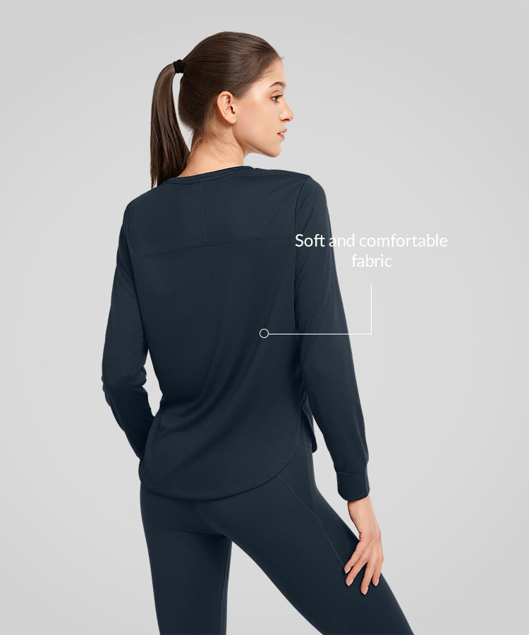 T-shirt tinta unita con spacchi laterali Anywhere | T-shirt a maniche lunghe da donna T-shirt tinta unita con spacchi laterali Anywhere | T-shirt a maniche lunghe da donna