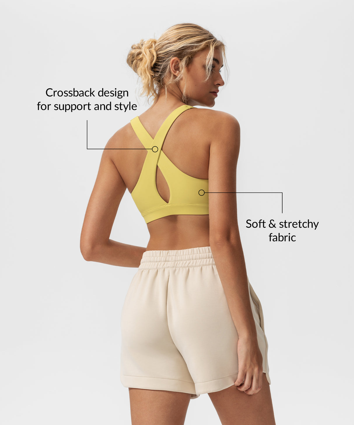 Reggiseno yoga imbottito con scollo a barchetta e schiena incrociata | Reggiseno sportivo con supporto leggero da donna