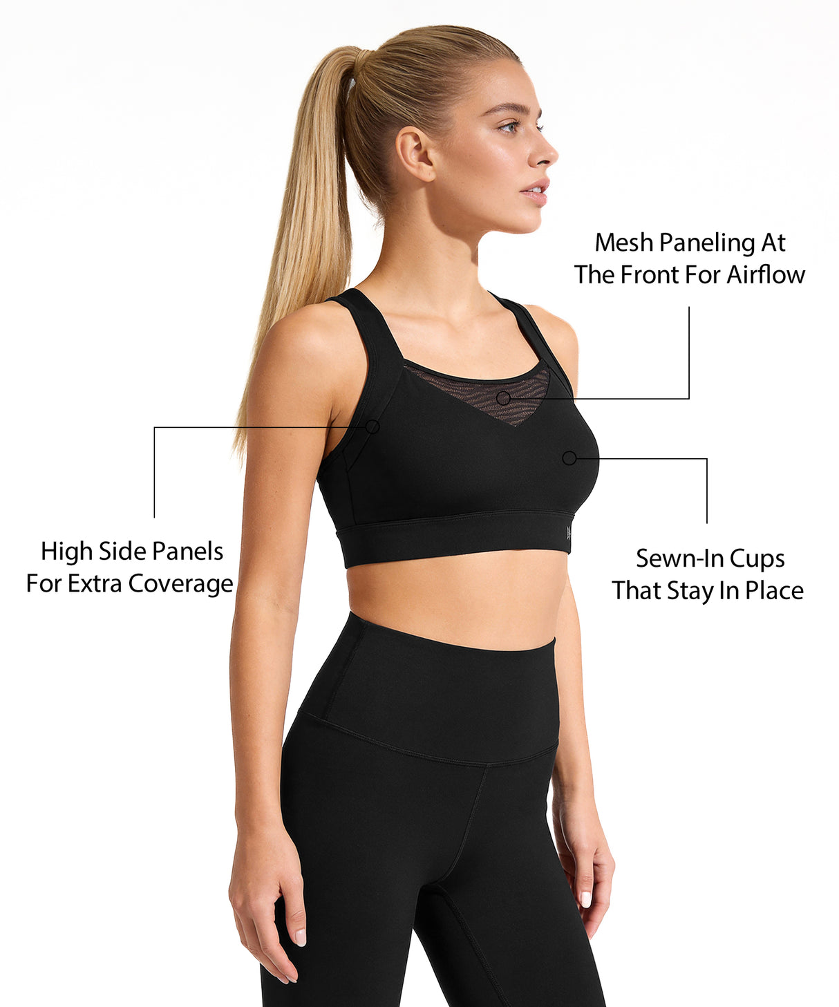 Power Racerback Mesh Full Coverage Running Bra | Women's High Support Sports Bra