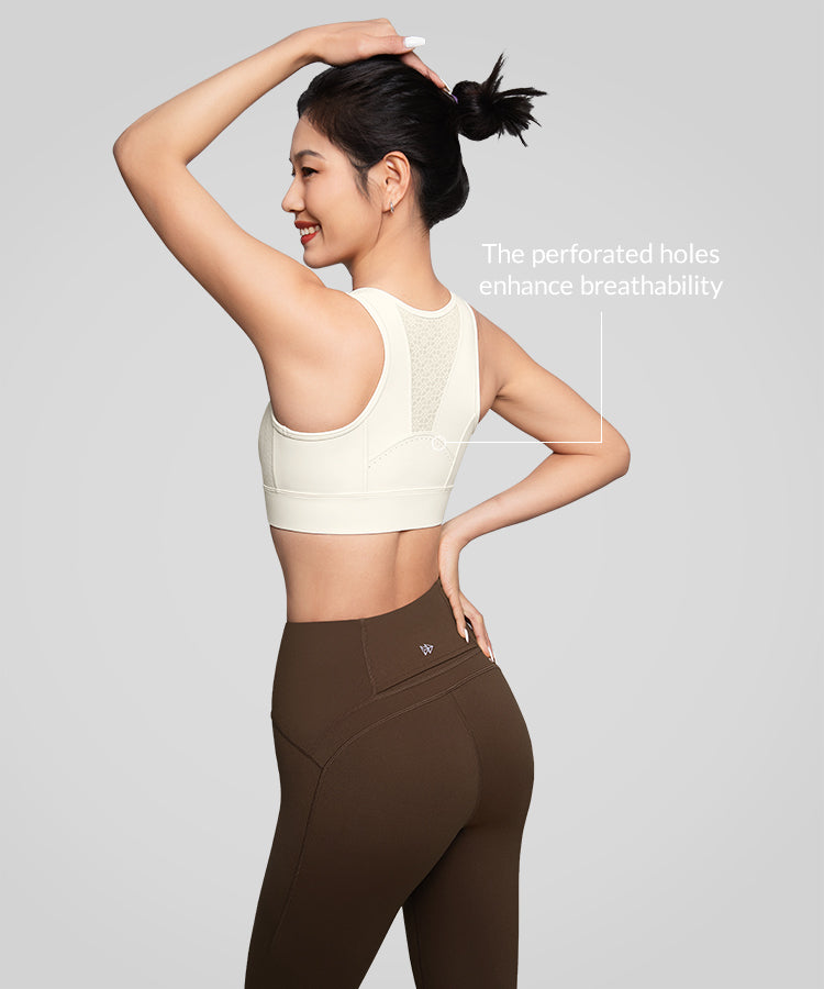 Sujetador deportivo acolchado y transpirable con empalme de malla Echo | Sujetador deportivo de alta sujeción para mujer