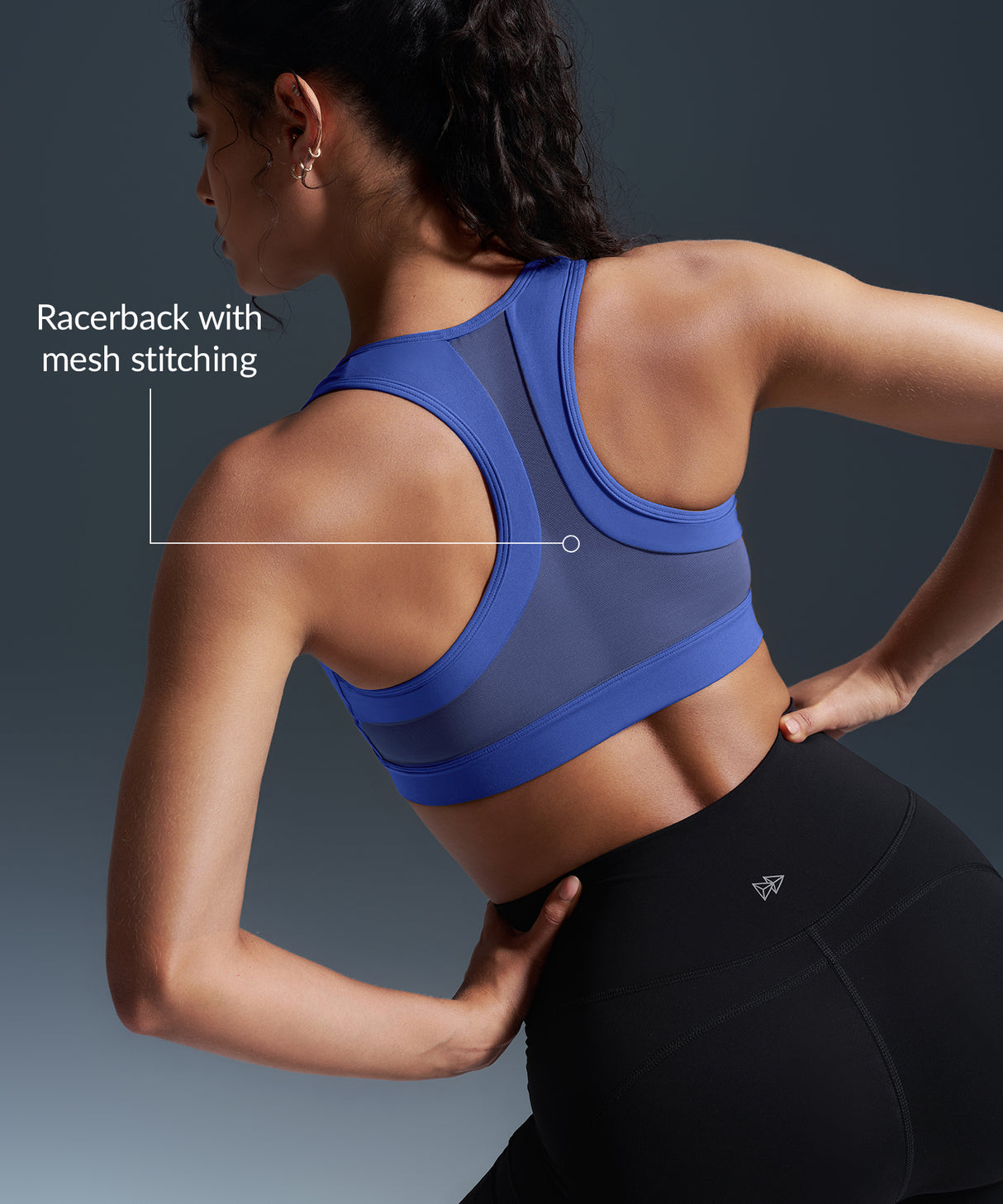 Sujetador deportivo de running con espalda nadadora, acolchado y malla con cremallera frontal Enfold | Sujetador deportivo de alta sujeción para mujer