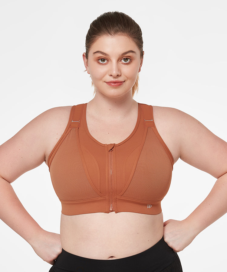 Power Zip verstellbarer Mesh Racerback gepolsterter Lauf-BH | Damen Sport-BH mit starker Unterstützung