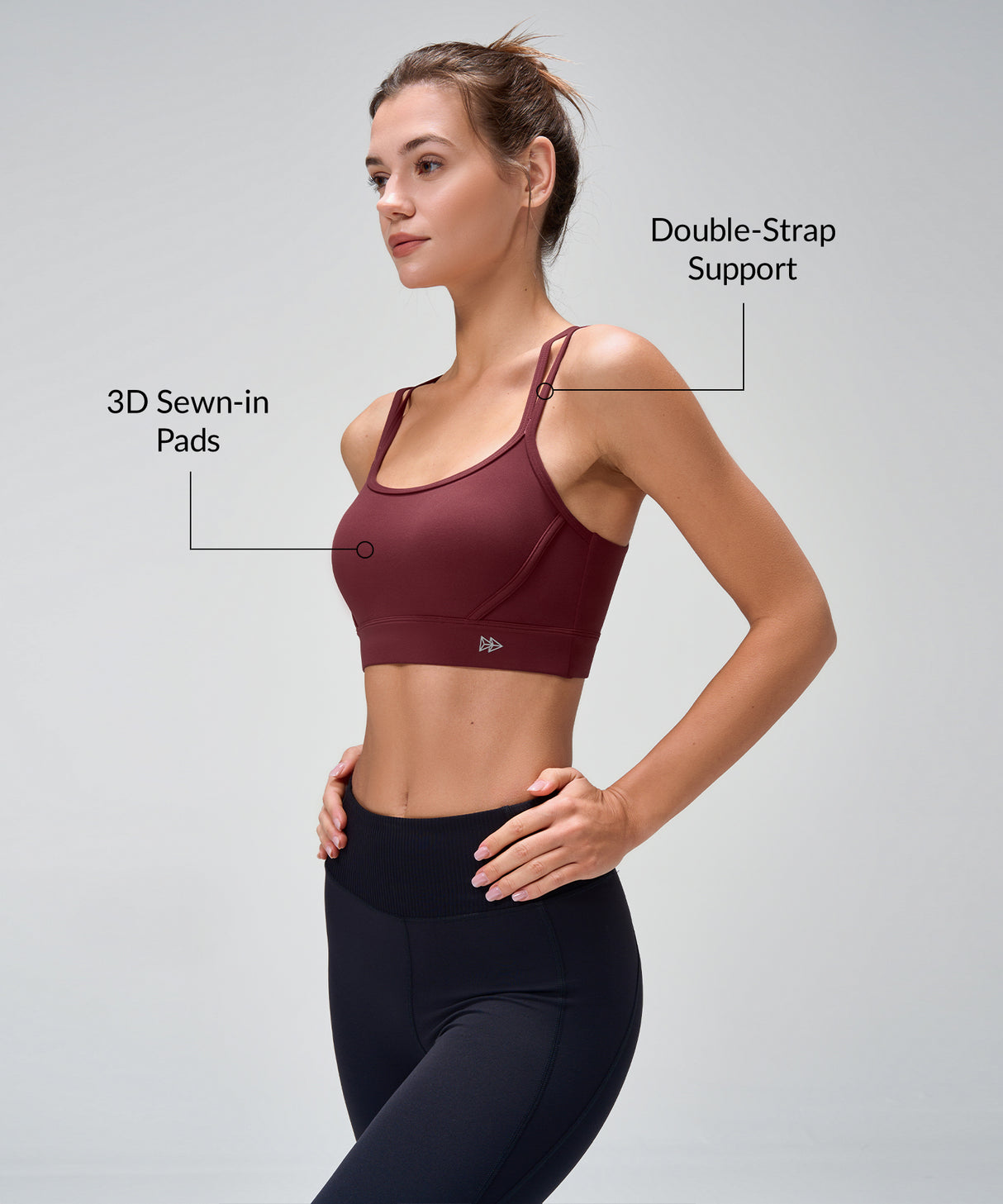 Sujetador de yoga con almohadillas fijas y espalda cruzada Anywhere | Sujetador deportivo de sujeción ligera para mujer