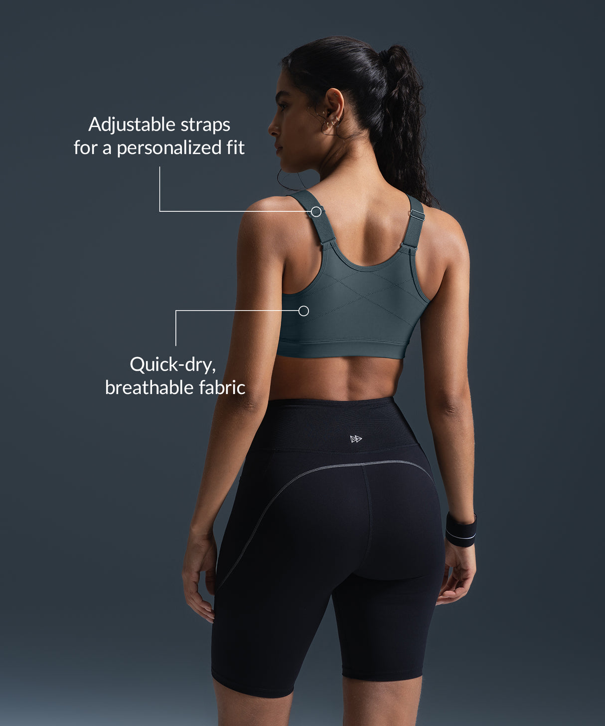 Reggiseno da corsa imbottito con spalline regolabili Power Zip | Reggiseno sportivo ad alto sostegno da donna