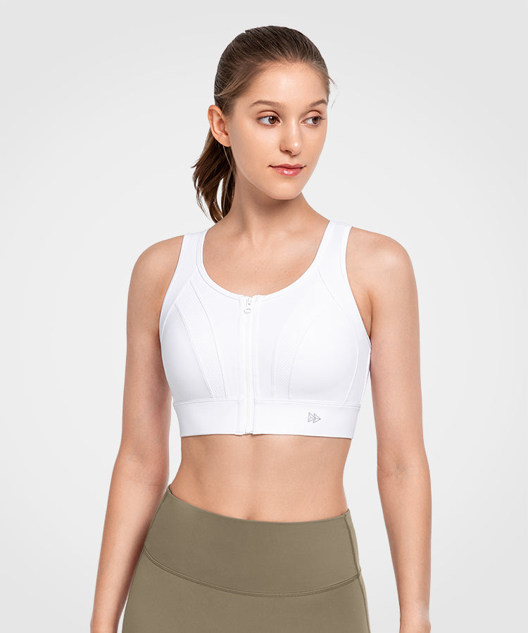 Reggiseno da corsa imbottito traspirante perforato con cerniera frontale Echo | Reggiseno sportivo ad alto sostegno da donna Reggiseno da corsa imbottito traspirante perforato con cerniera frontale Echo | Reggiseno sportivo ad alto sostegno da donna