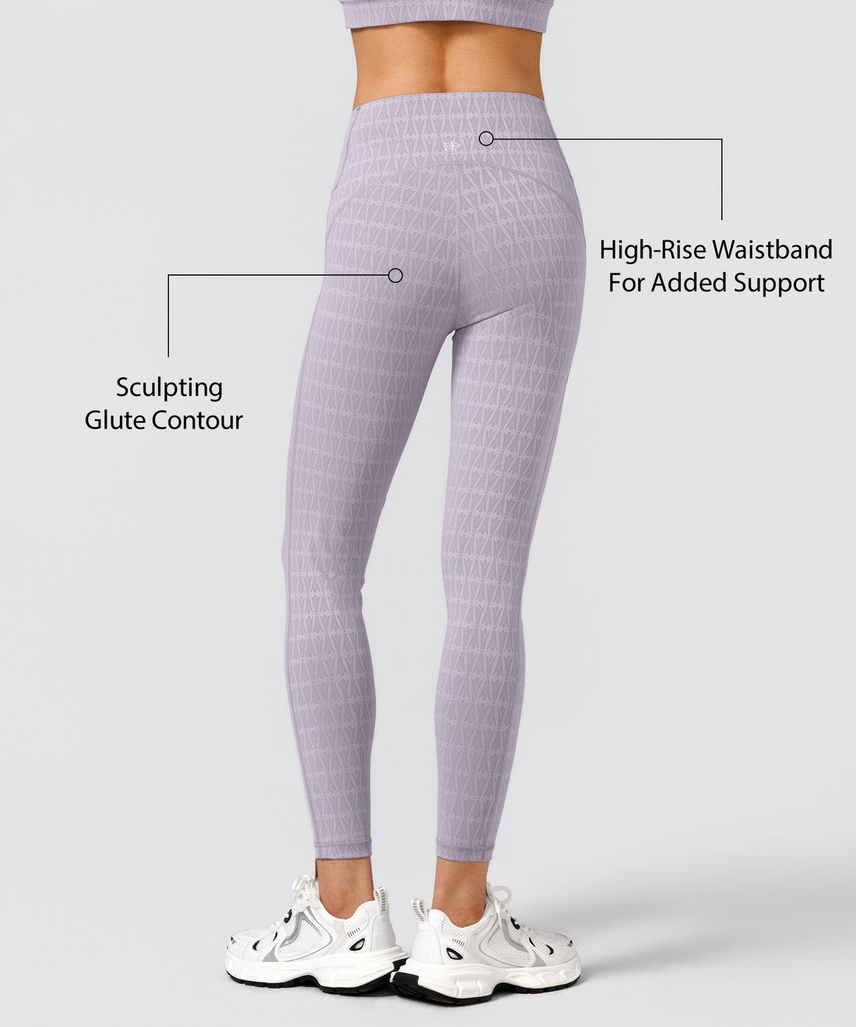 Power Jacquard Pattern No Front Seam High-Rise Running Leggings 25inches | Women's High Support Leggings