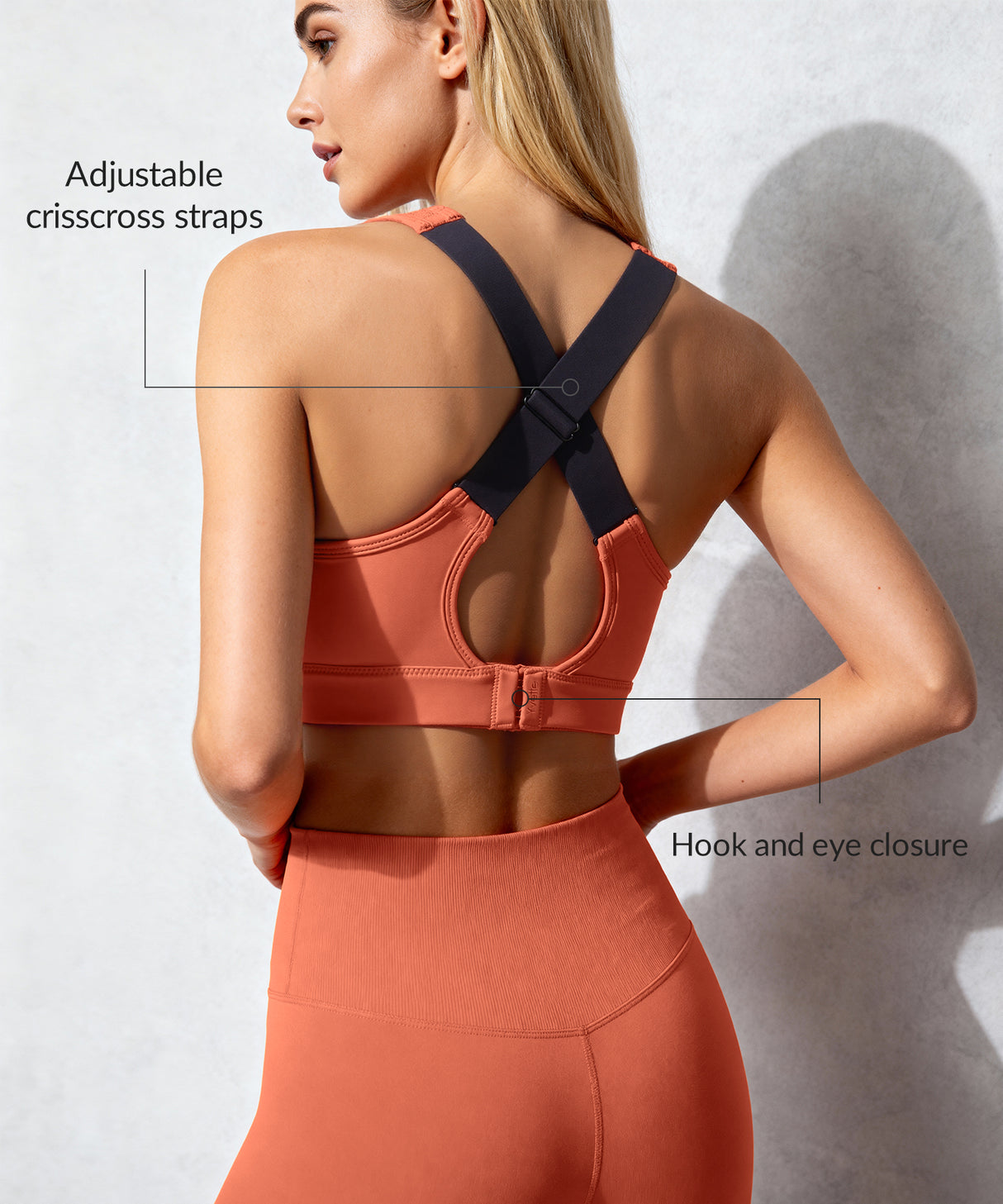 Sujetador para correr Power con cuello en V y espalda cruzada | Sujetador deportivo de alta sujeción para mujer