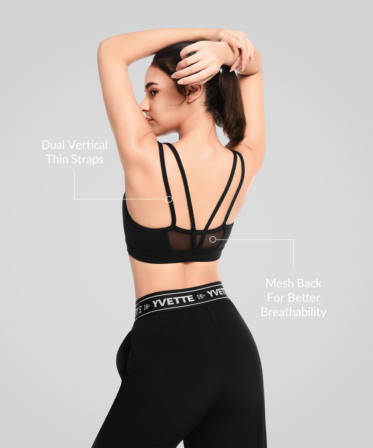 Shift Mesh Yoga-BH mit herausnehmbaren Polstern und doppelten Rückenträgern | Leicht stützender Sport-BH für Damen