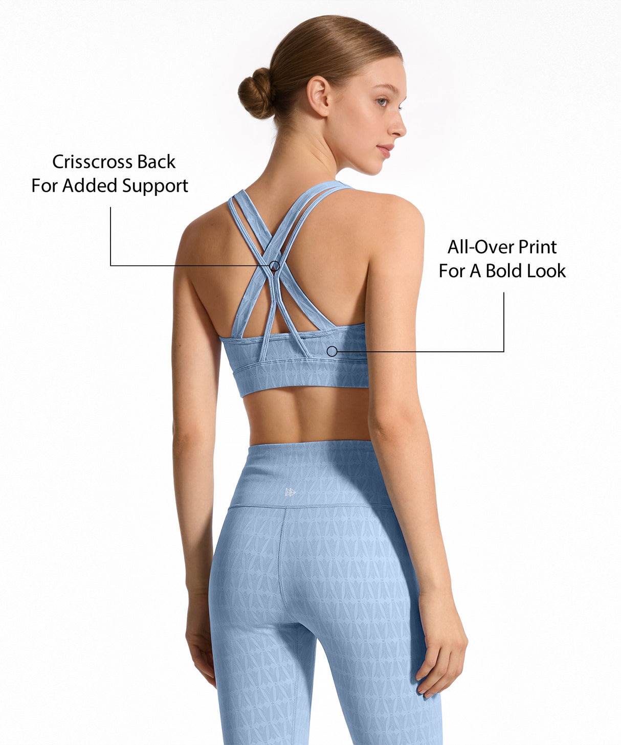 Power Zip Front Jacquard Pattern Crisscross Full Coverage Running Bra| Women's High Support Sports Bra