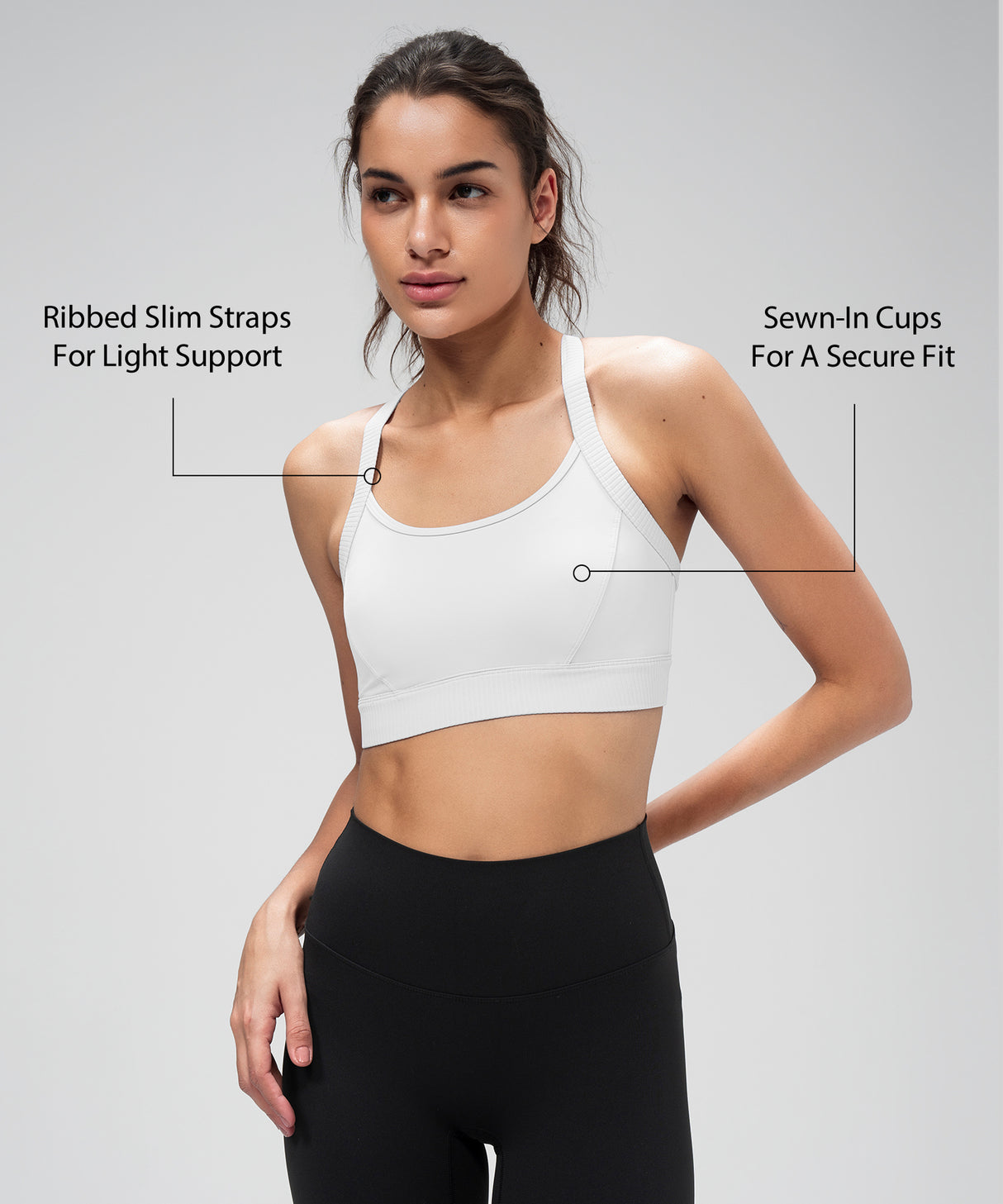 Shift Ribbed Sewn-in Pads Racerback Running Bra | Women's High Support Sports Bra