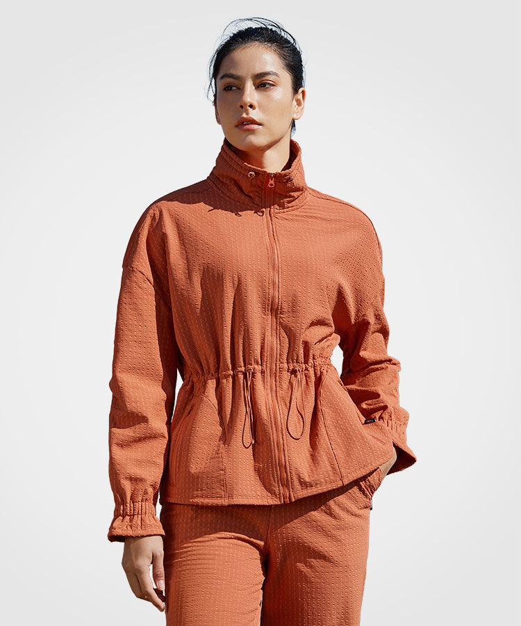 Shift Textured Drawstring Waist Fleece lined Jacket | Women's