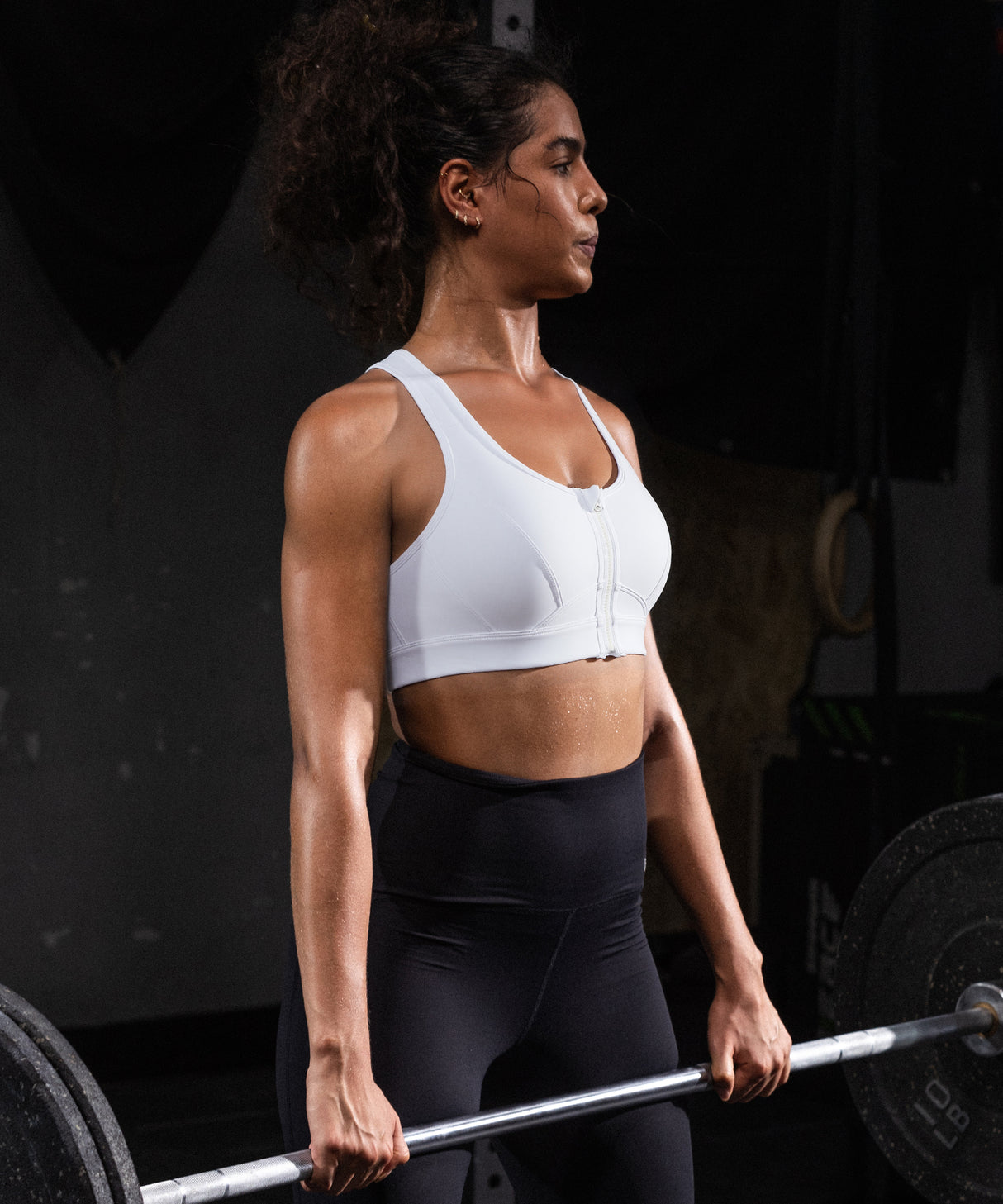 Enfold Zip Front Mesh Racerback Padded Running Bra | Women's High Support Sports Bra