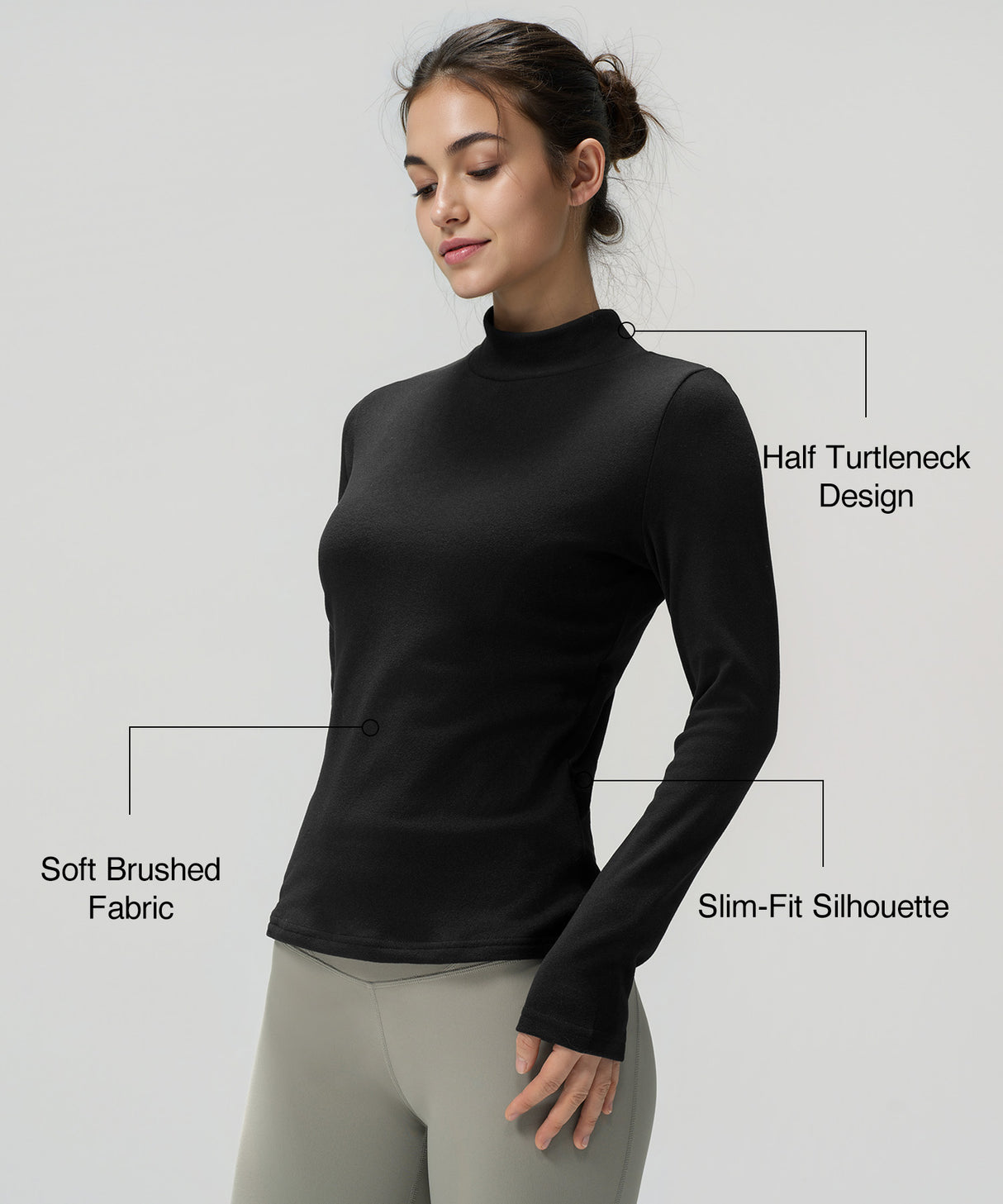 Anywhere Cozy Stretchig Mock Neck Långärmad T-shirt | Långärmad T-shirt för kvinnor