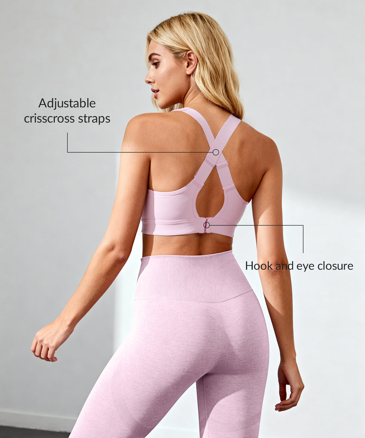 Löpar-BH med kraftfull V-ringning och vadderad rygg | Sport-BH med högt stöd för kvinnor