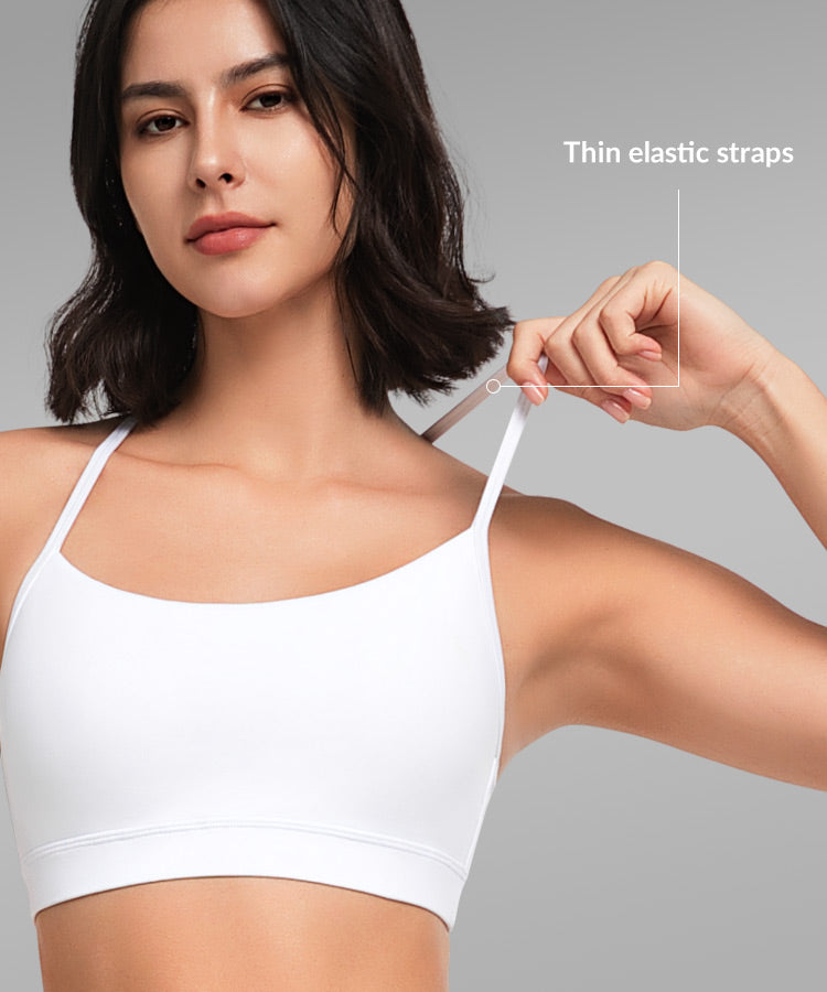 Reggiseno yoga imbottito con scollo a barchetta e spalline sottili Anywhere | Reggiseno sportivo con supporto leggero da donna