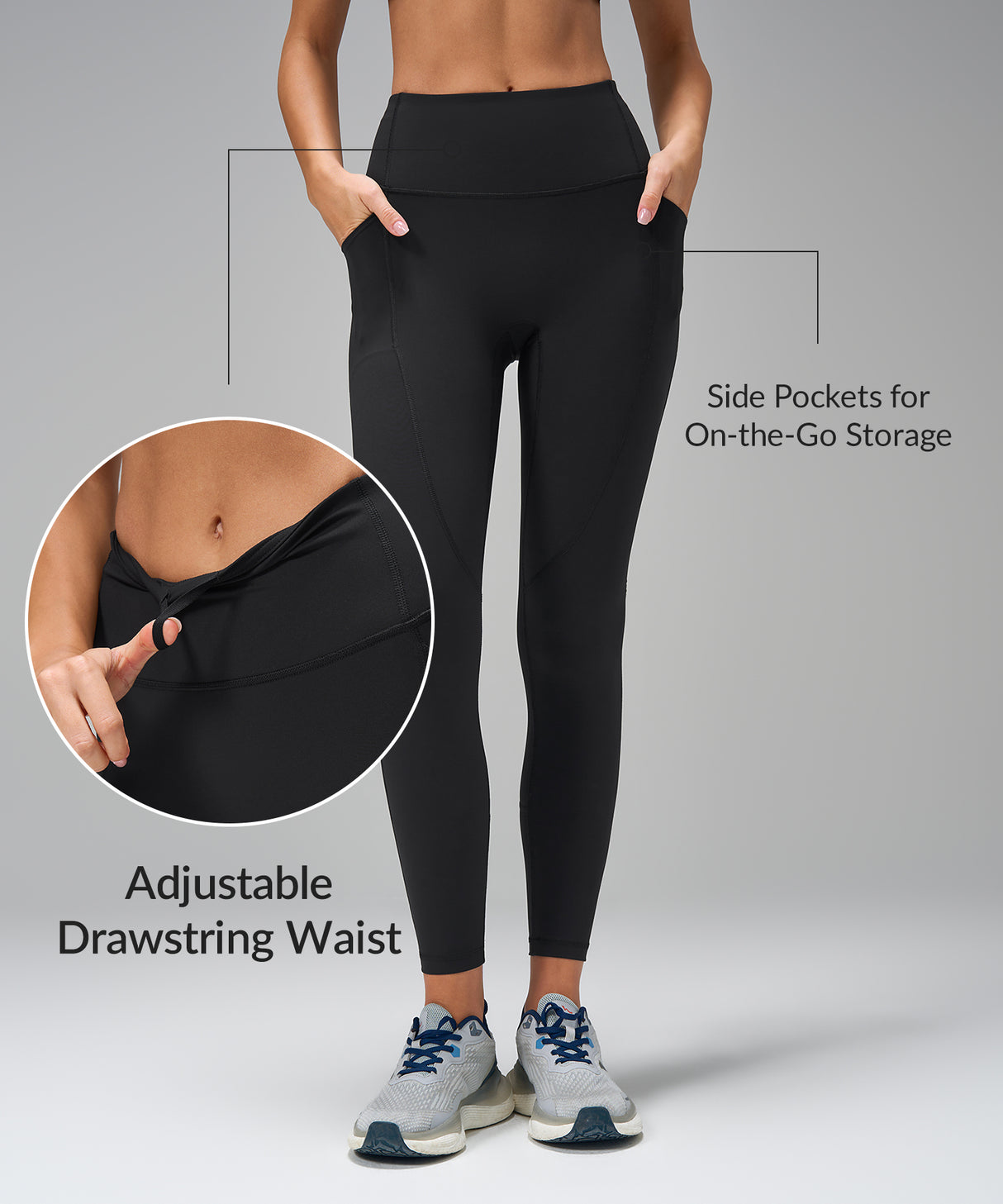 Echo Leggings ohne Vordernaht und mit Tasche, 63,5 cm | Leggings mit starkem Halt für Damen