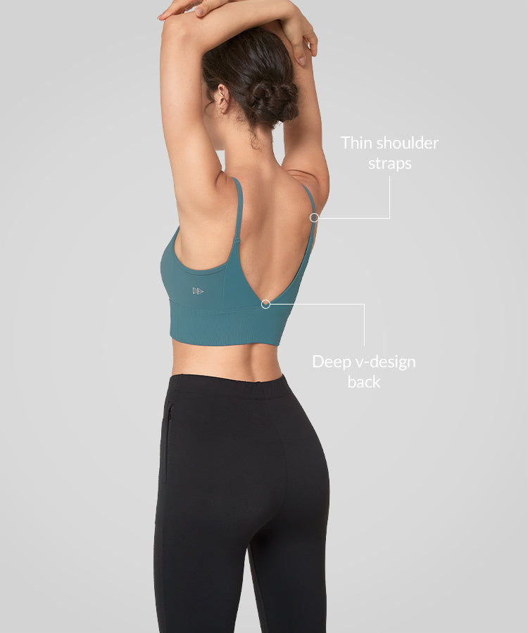 Echo V-Neck Ribbed Padded Yoga Bra | Women's Light Support Sports Bra