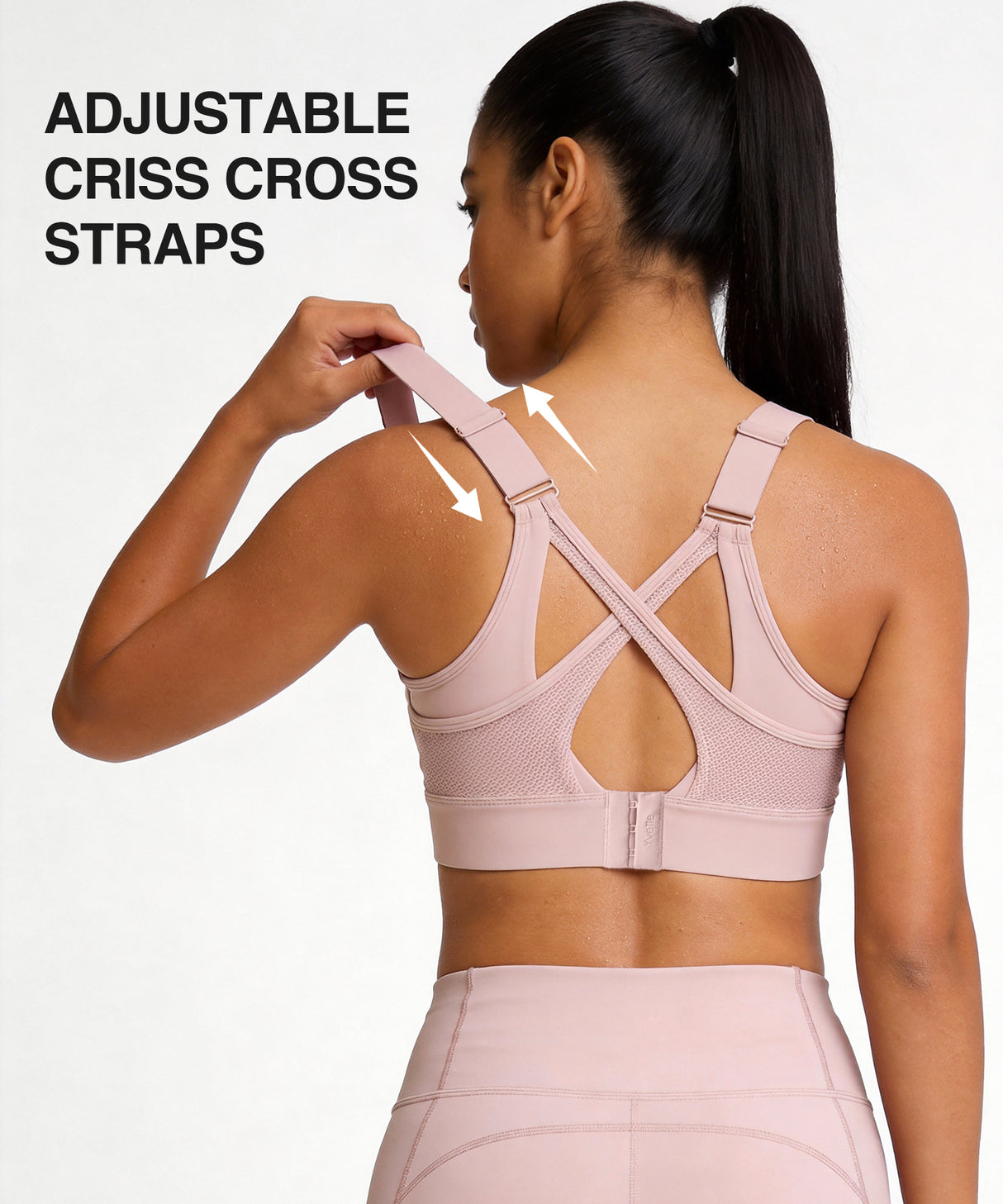 Power V-Neck Adjustable Cross Back Padded Running Bra | Women's High Support Sports Bra