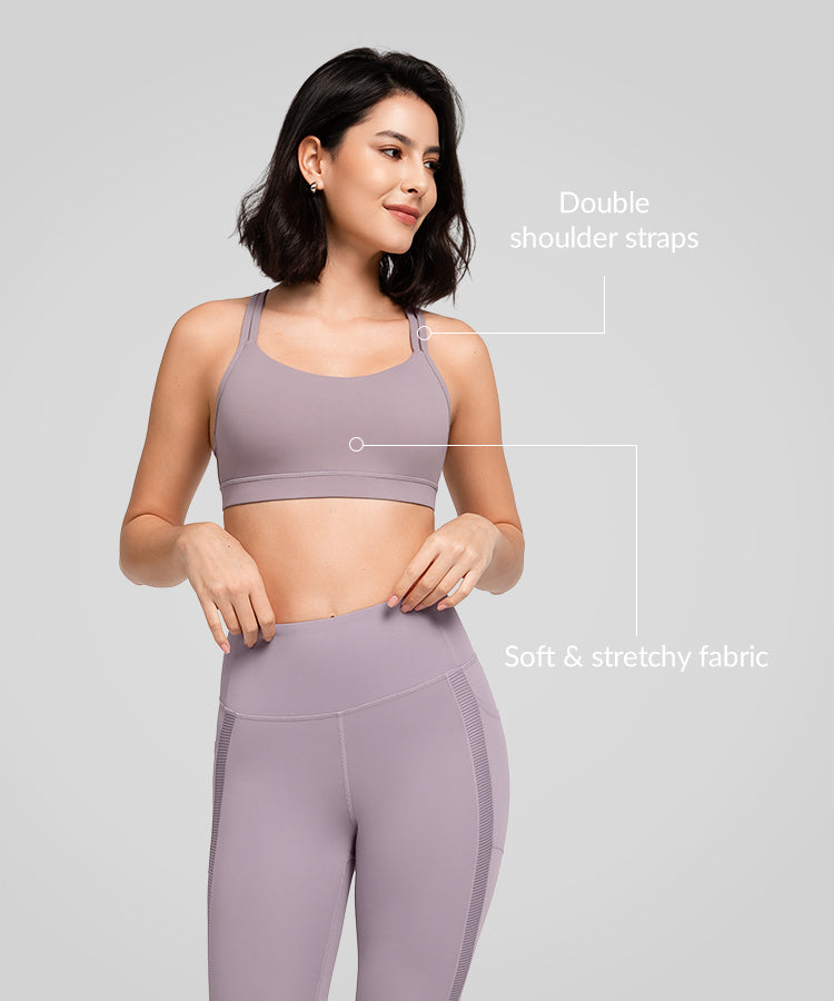 Shift Scoop Neckline Double Straps Padded Yoga Bra | Women's Light Support Sports Bra