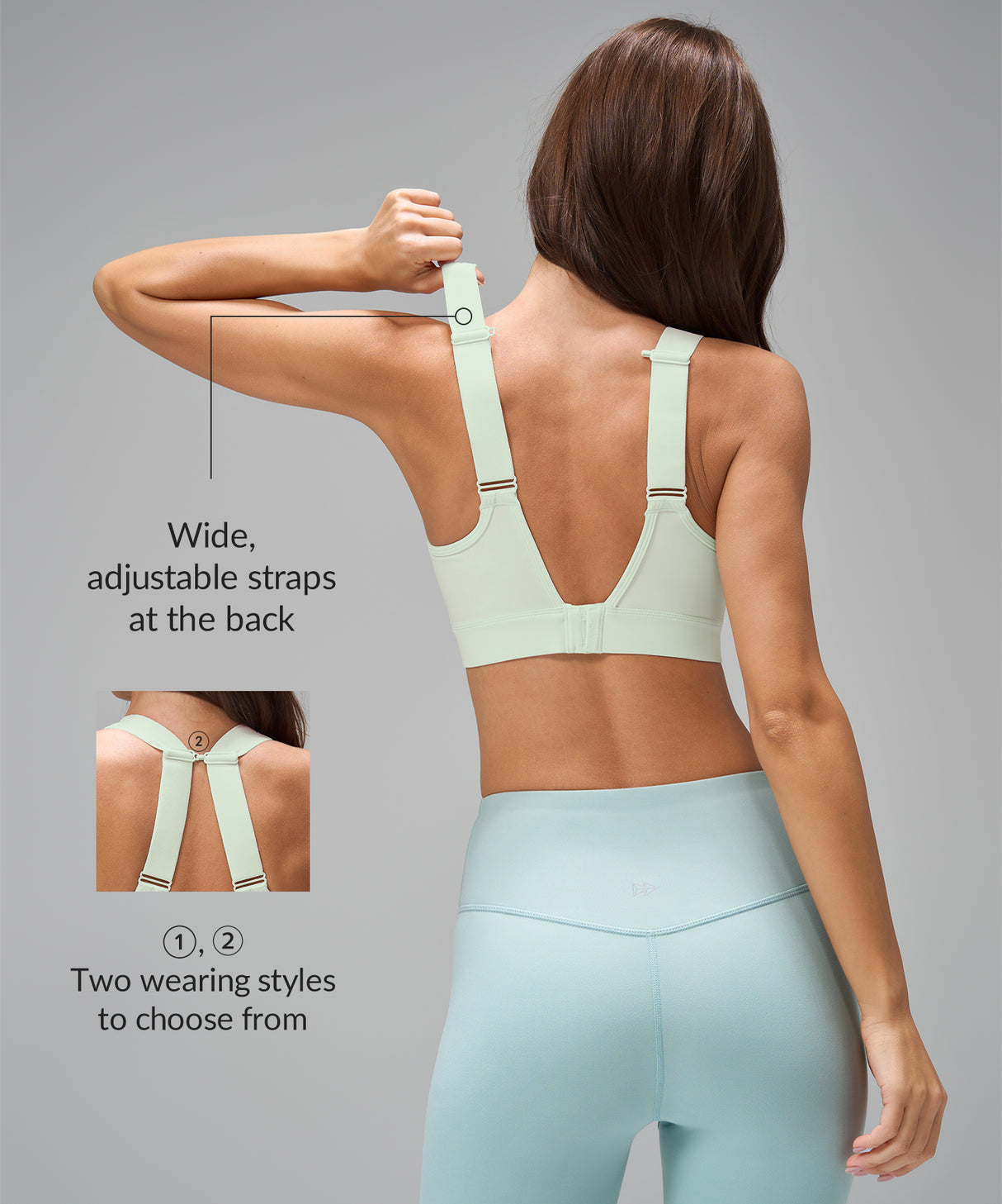 Reggiseno sportivo Power Sexy con spalline regolabili in rete sul davanti | Reggiseno sportivo ad alto sostegno da donna