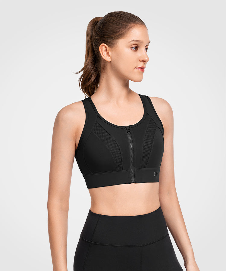 Echo Front Zip Perforated Breathable Padded Running Bra | Women's High Support Sports Bra Echo Front Zip Perforated Breathable Padded Running Bra | Women's High Support Sports Bra