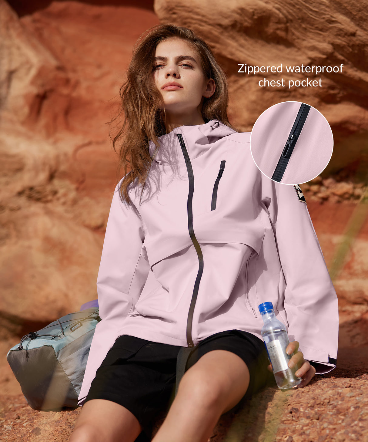 Giacca softshell impermeabile resistente con cappuccio lungo Anywhere | Giacca sportiva da donna Giacca softshell impermeabile resistente con cappuccio lungo Anywhere | Giacca sportiva da donna