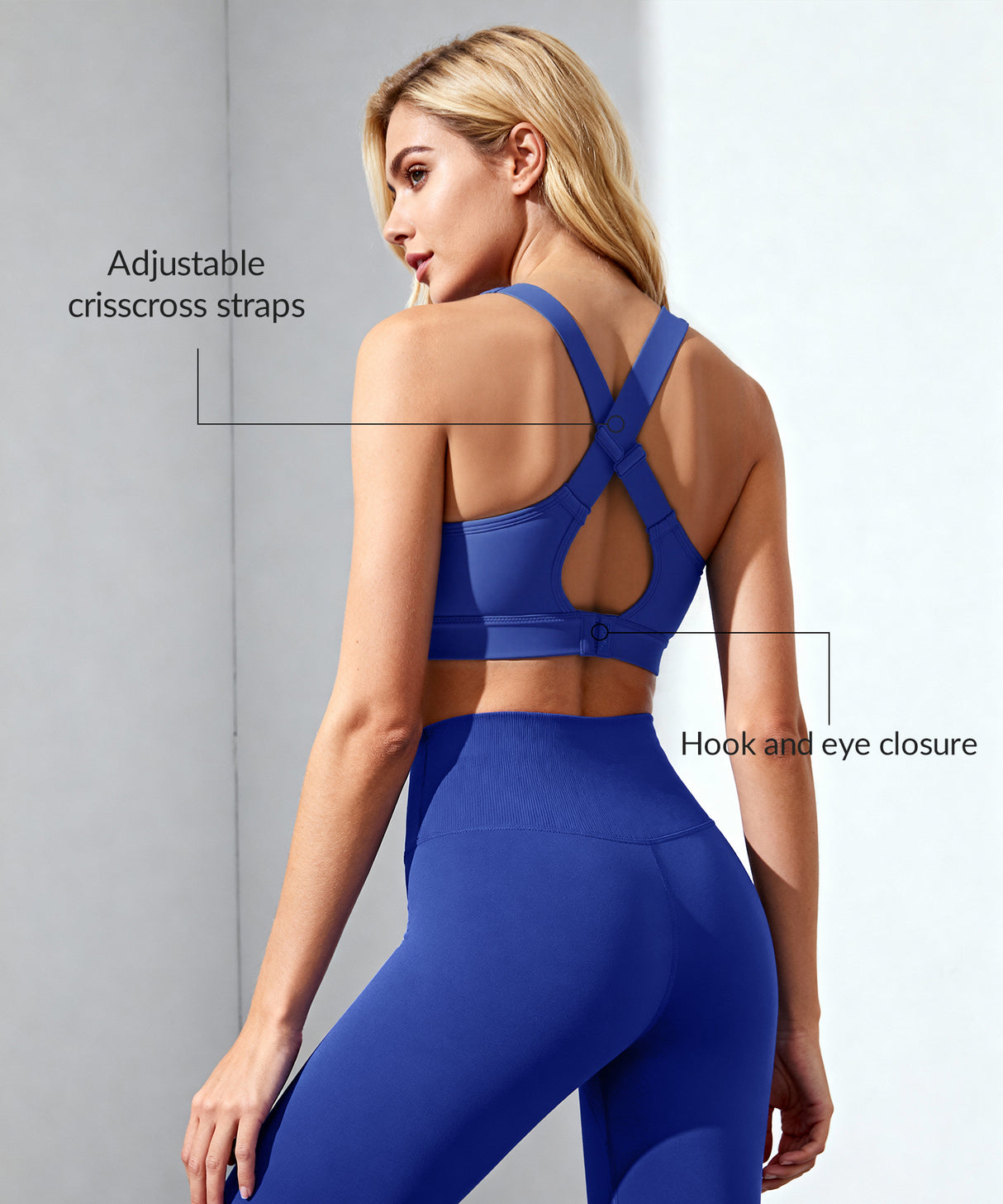 Reggiseno da corsa imbottito con scollo a V e schiena incrociata Power | Reggiseno sportivo ad alto sostegno da donna