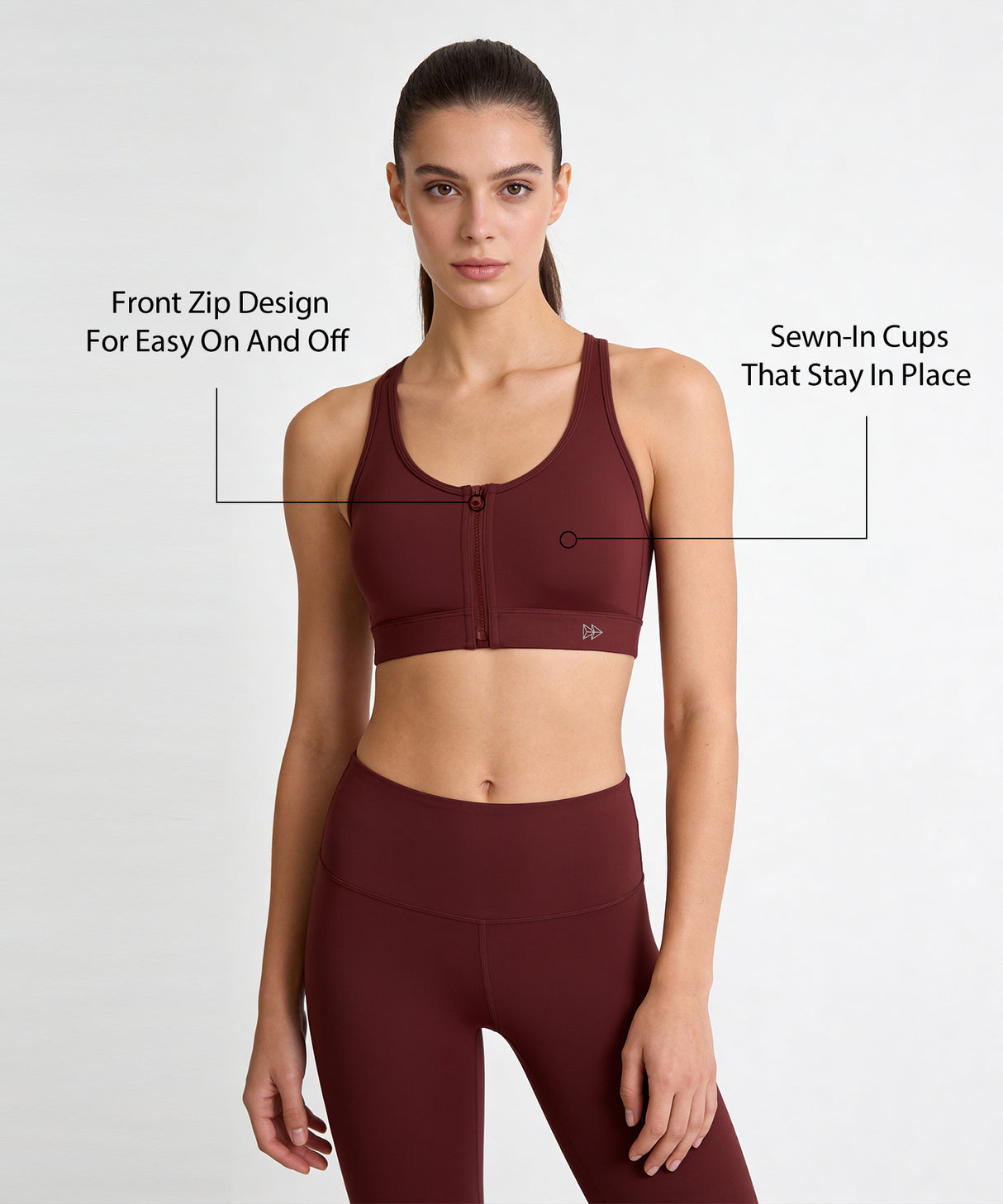 Shift Front Zip Sewn-in Pads Racerback Running Bra | Women's High Support Sports Bra Shift Front Zip Sewn-in Pads Racerback Running Bra | Women's High Support Sports Bra