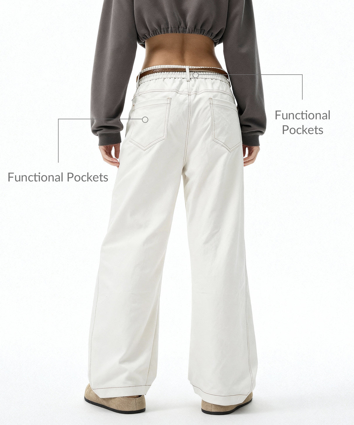 Bequeme, lässige Hose mit mehreren Taschen und Gürtel, 27 Zoll | Damenhose Bequeme, lässige Hose mit mehreren Taschen und Gürtel, 27 Zoll | Damenhose