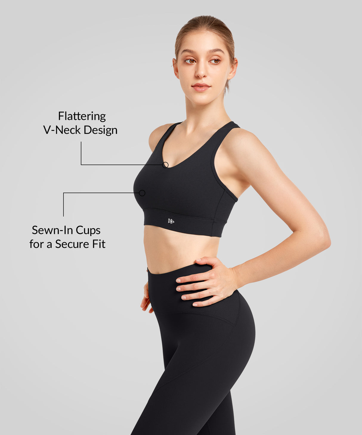 Anywhere V-Neck Wide Underband Sewn-In Pads Daily Bra | Women's Light Support Sports Bra