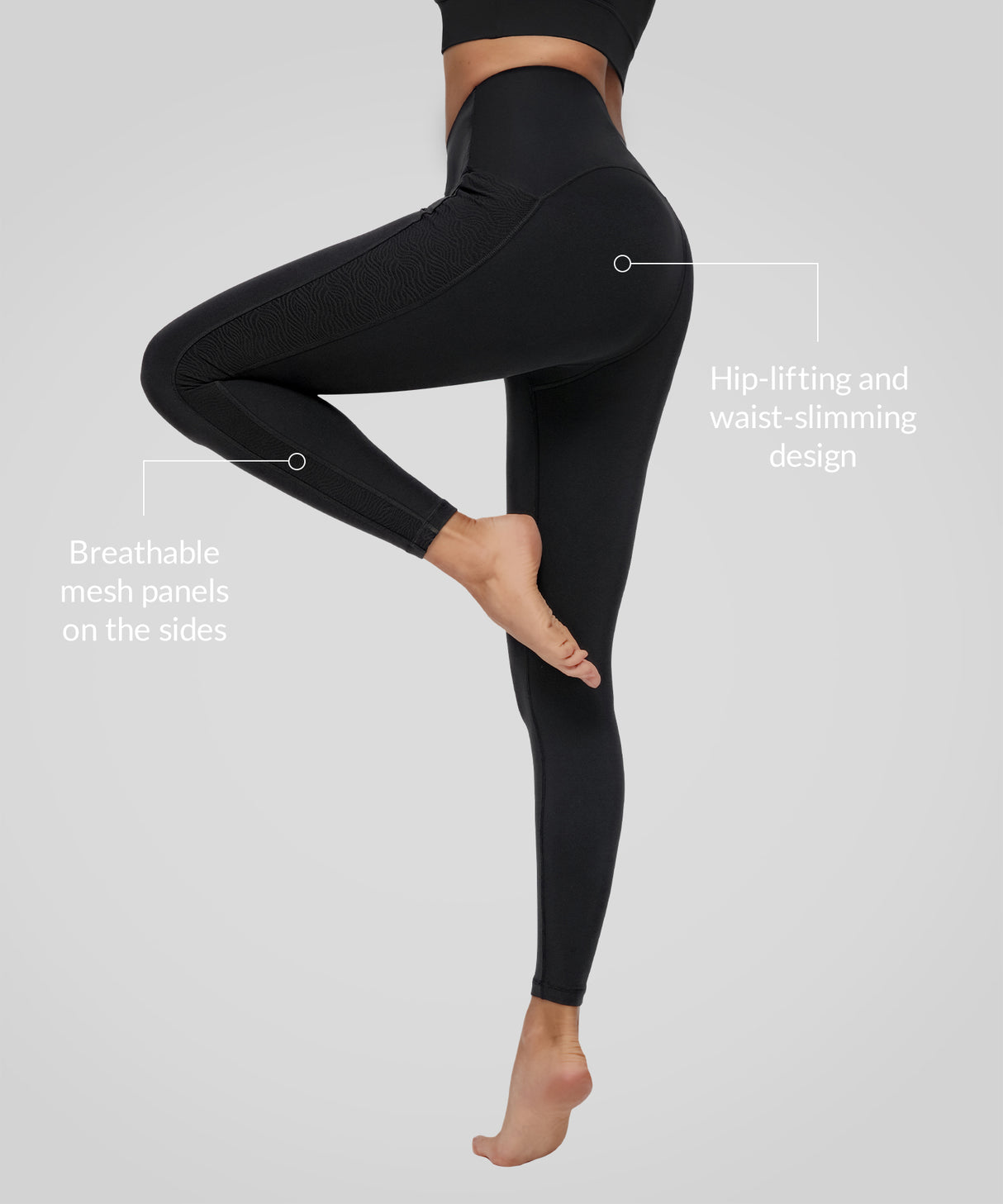 Atmungsaktive Leggings mit seitlichem Mesh-Logo-Print, 25 Zoll | Leicht stützende Leggings für Damen