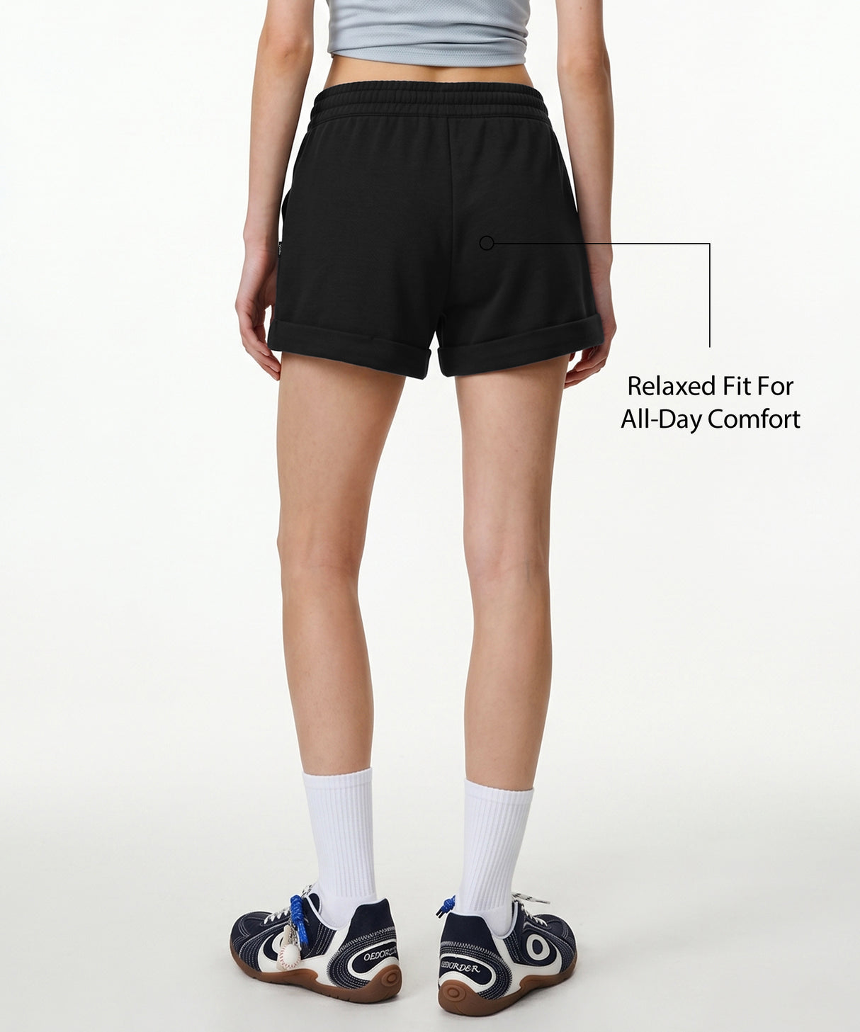 Anywhere Black Elastic Waistband & Adjustable Drawstring Multi-Pocket Shorts | Women's Running Shorts Anywhere Black Elastic Waistband & Adjustable Drawstring Multi-Pocket Shorts | Women's Running Shorts