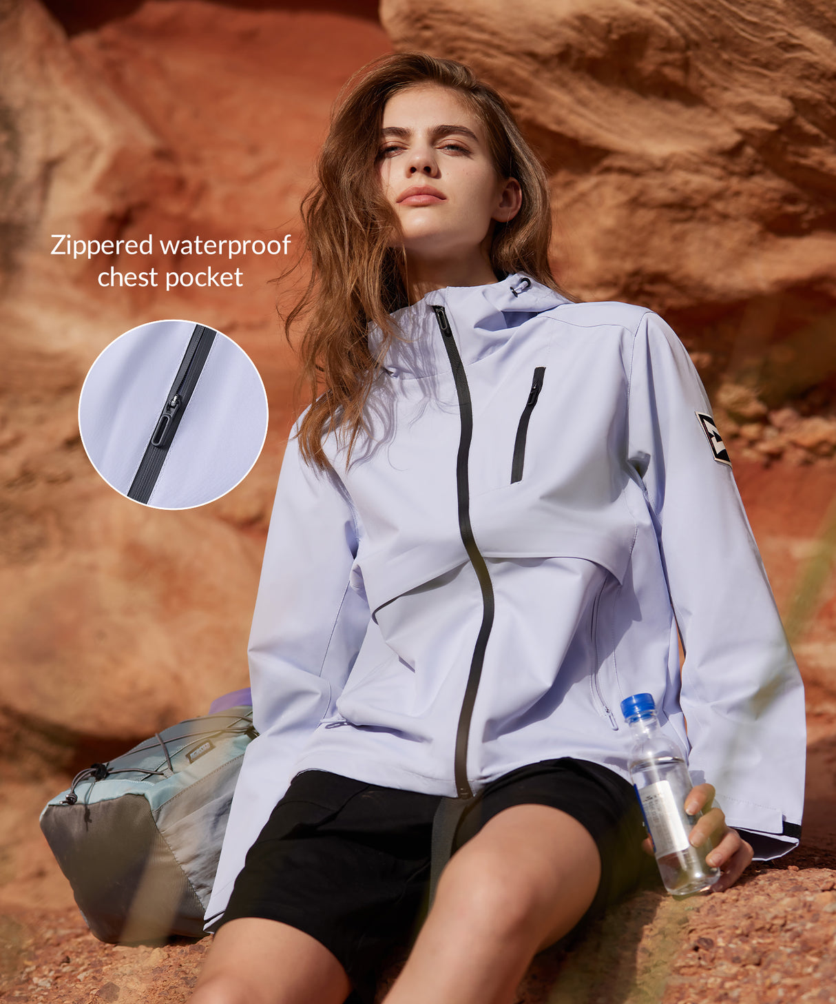 Giacca softshell impermeabile resistente con cappuccio lungo Anywhere | Giacca sportiva da donna Giacca softshell impermeabile resistente con cappuccio lungo Anywhere | Giacca sportiva da donna