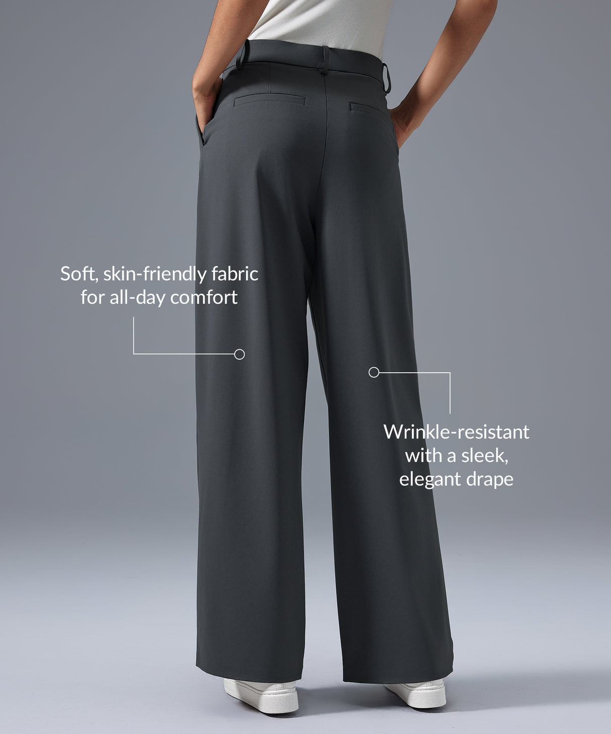Pantalones de traje modernos, largos, holgados y plisados con pierna ancha | Pantalones de sujeción ligera para mujer Pantalones de traje modernos, largos, holgados y plisados con pierna ancha | Pantalones de sujeción ligera para mujer