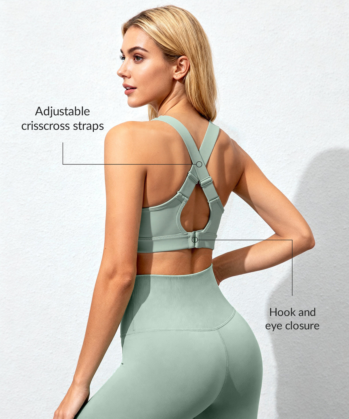 Reggiseno da corsa imbottito con scollo a V e schiena incrociata Power | Reggiseno sportivo ad alto sostegno da donna