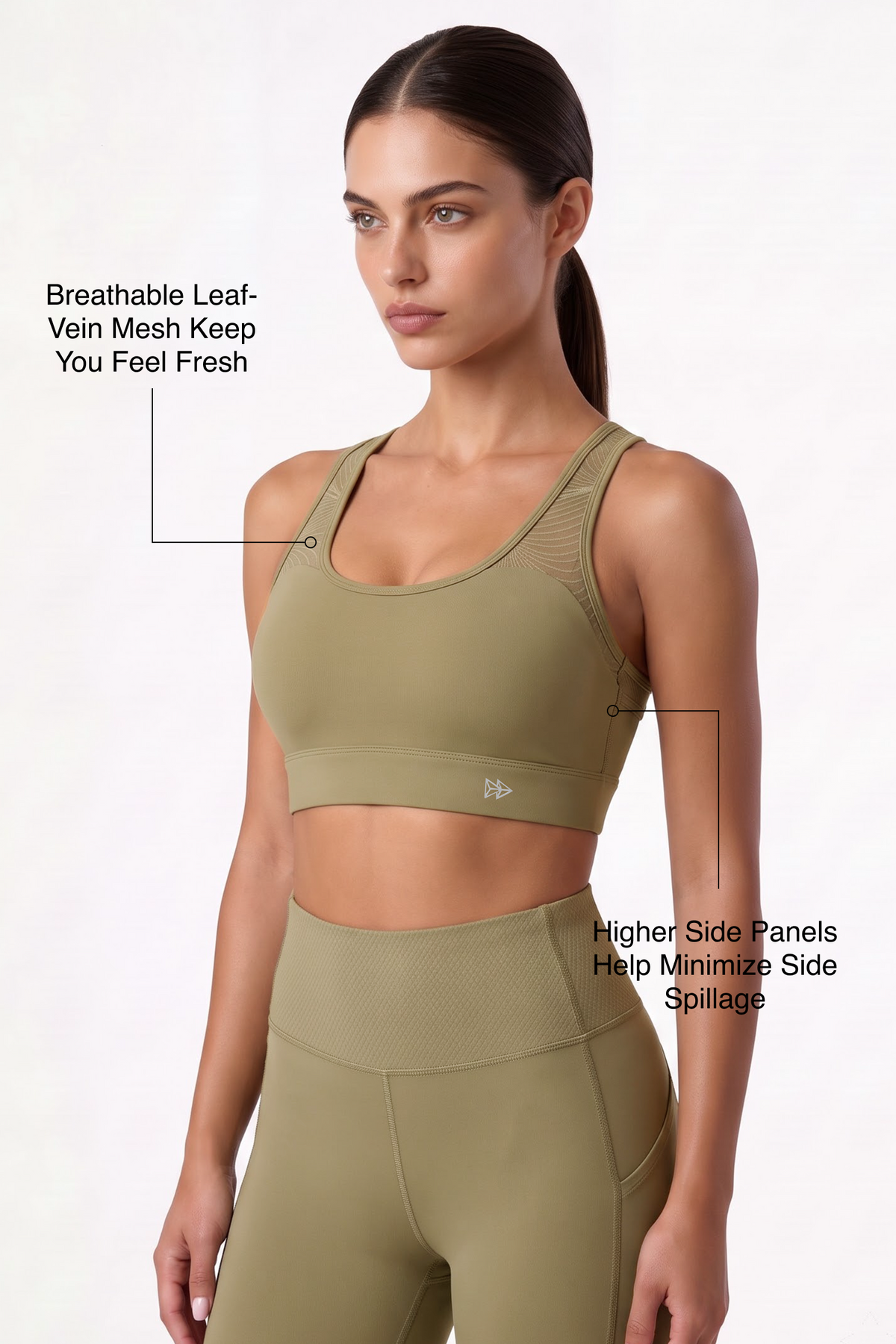 Power™ Yvette High-Support Sculpted Cup Sports Bra with Leaf-Pattern Mesh Back | High-Impact Bounce Control Without Flattening for Running, HIIT & Training