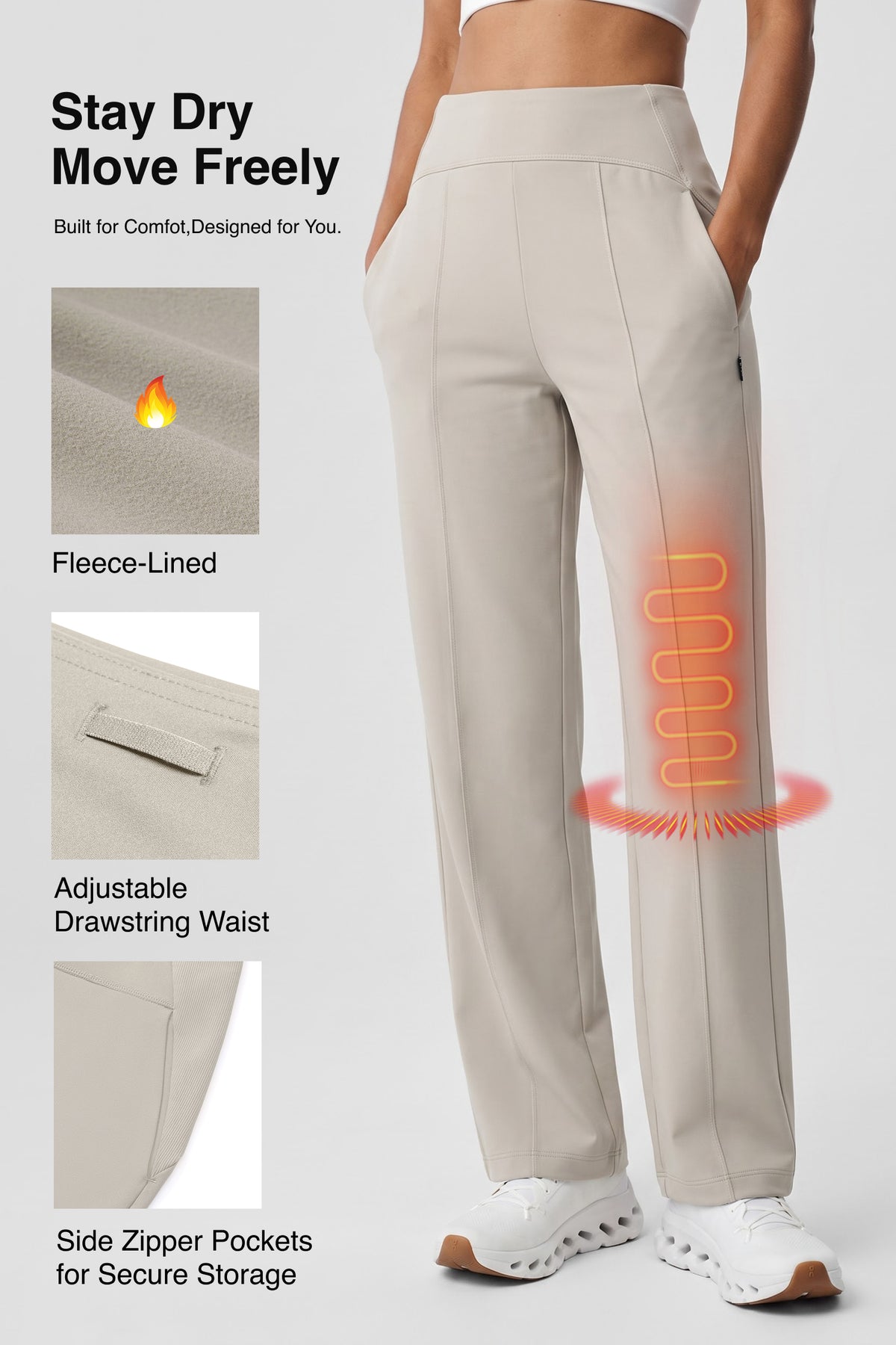 Shift™ Fleece-Lined Thermal Stretch Pants with Pockets | Women's Sports Pants