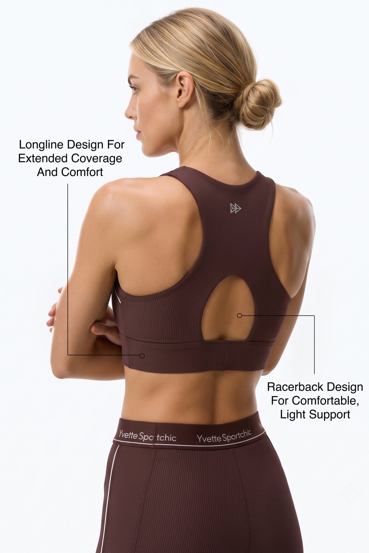 Anywhere™ Removable Cups Racerback Longline Light Support Bra | Women's Light Support Sports Bra Best For Yoga, HIIT