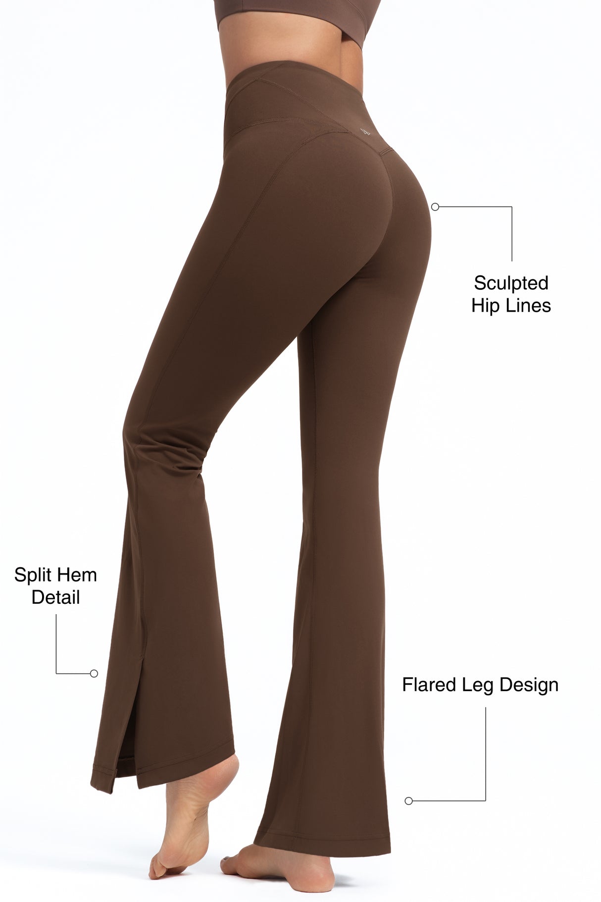 Pantalones acampanados de cintura alta con dobladillo dividido Anywhere | Pantalones de sujeción ligera para mujer