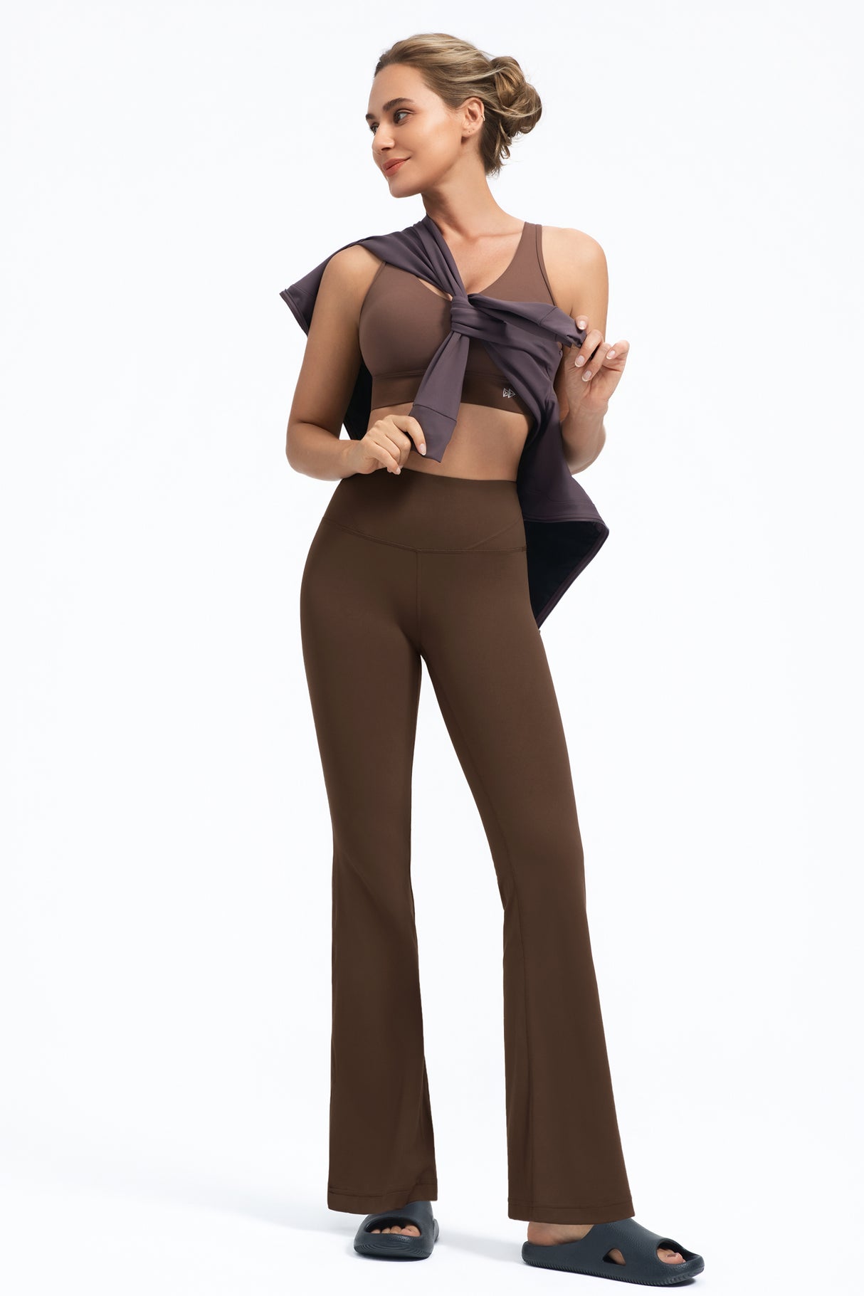 Pantalones acampanados de cintura alta con dobladillo dividido Anywhere | Pantalones de sujeción ligera para mujer