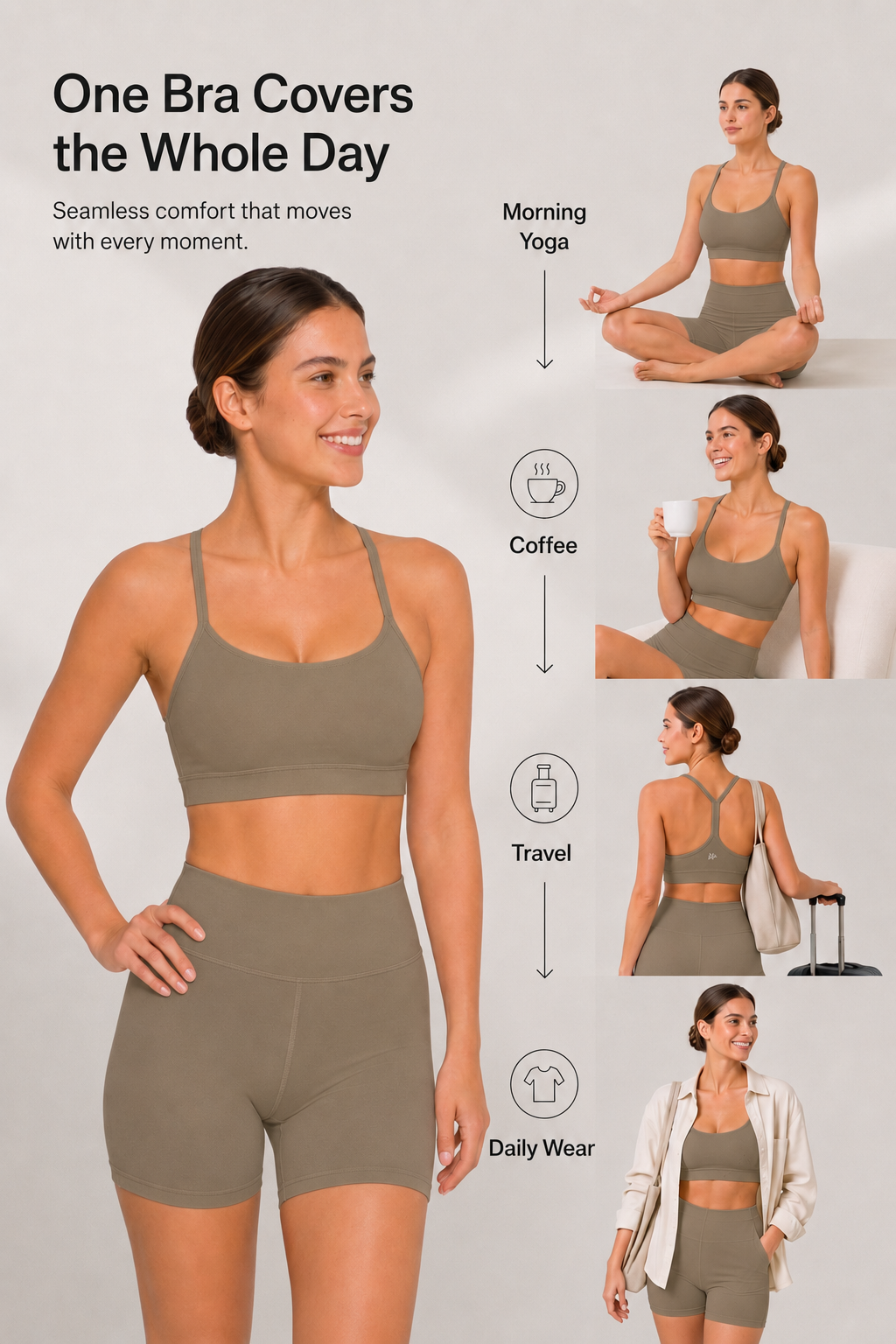 Reggiseno yoga imbottito con scollo a barchetta e spalline sottili Anywhere | Reggiseno sportivo con supporto leggero da donna